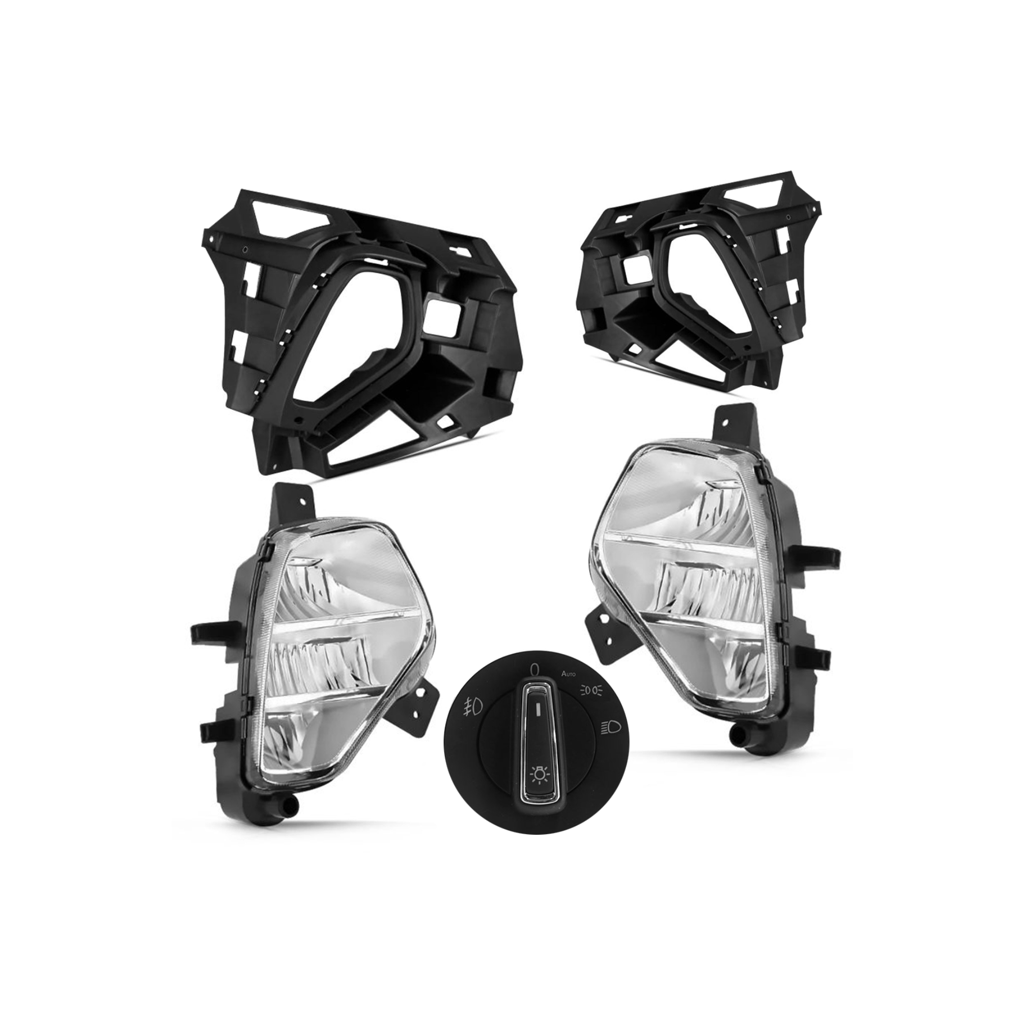 Kit Par Farol de Milha Nivus 2020 até 2024 Moldura Preta Botão Modelo Original Suits - STS080VW