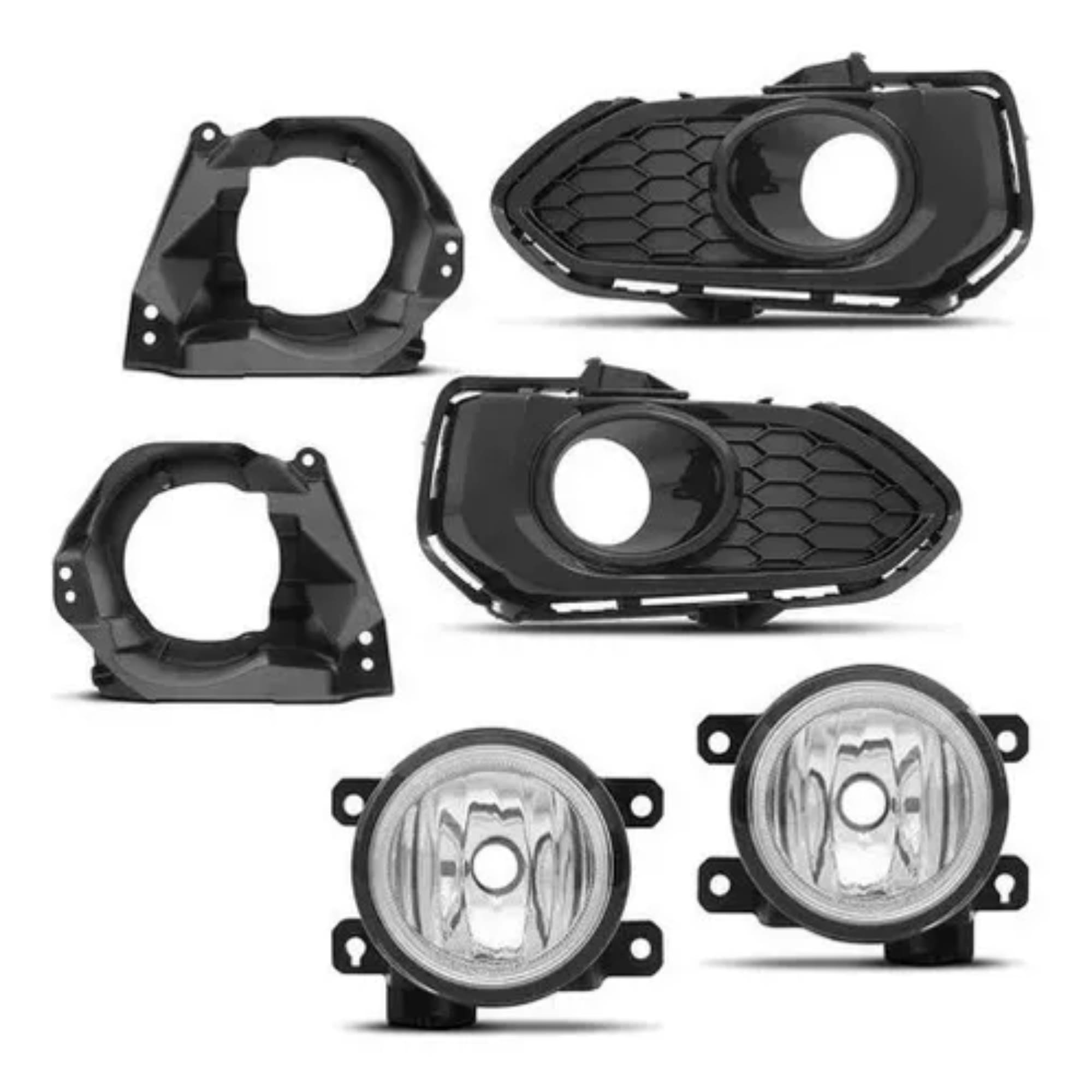 Kit Par Farol de Milha Fit 2018 Até 2019 Moldura Preta Botão Modelo Original Suits - STS235HD