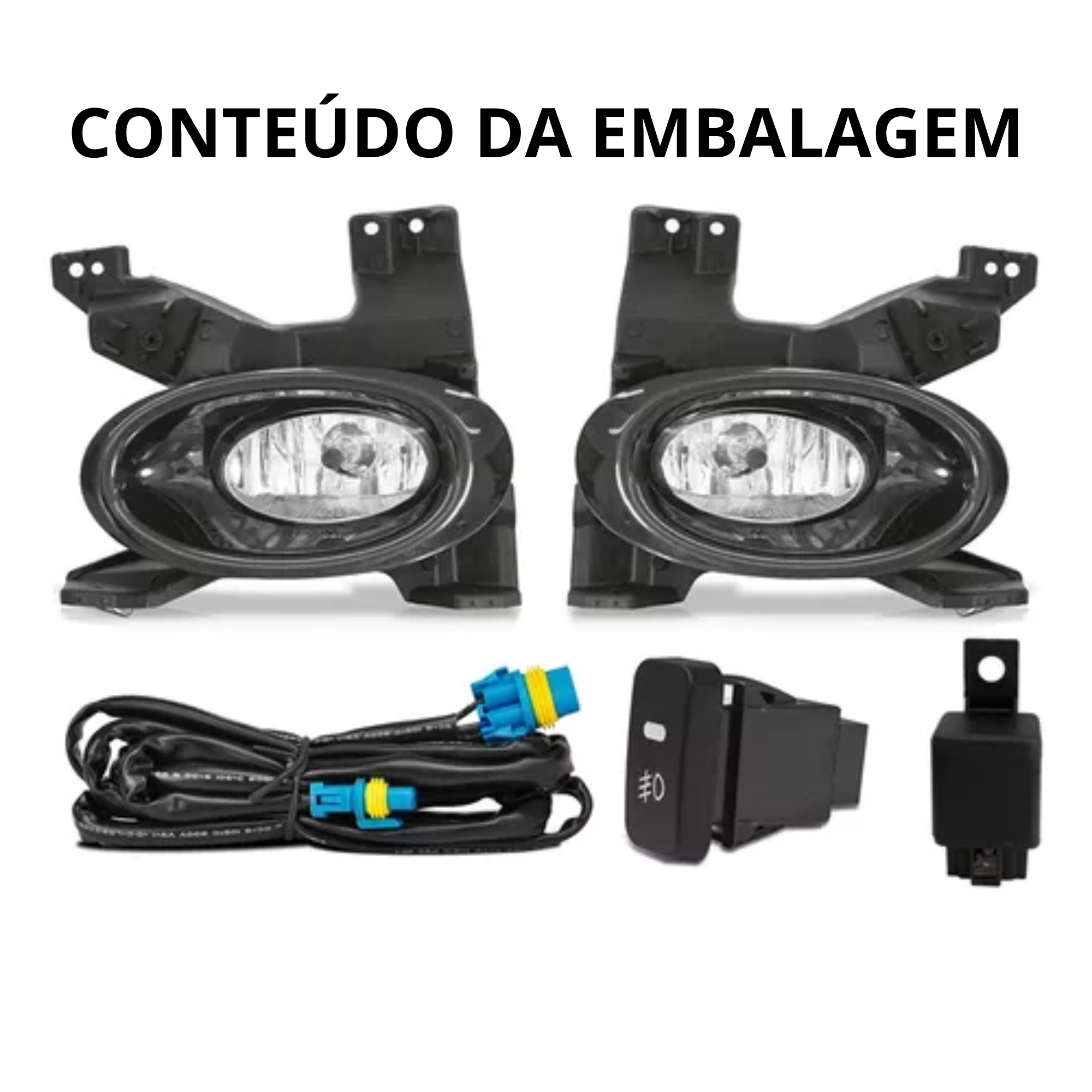 Kit Par Farol de Milha City 2009 Até 2011 Moldura Preta Botão Modelo Original Suits - STS206HD