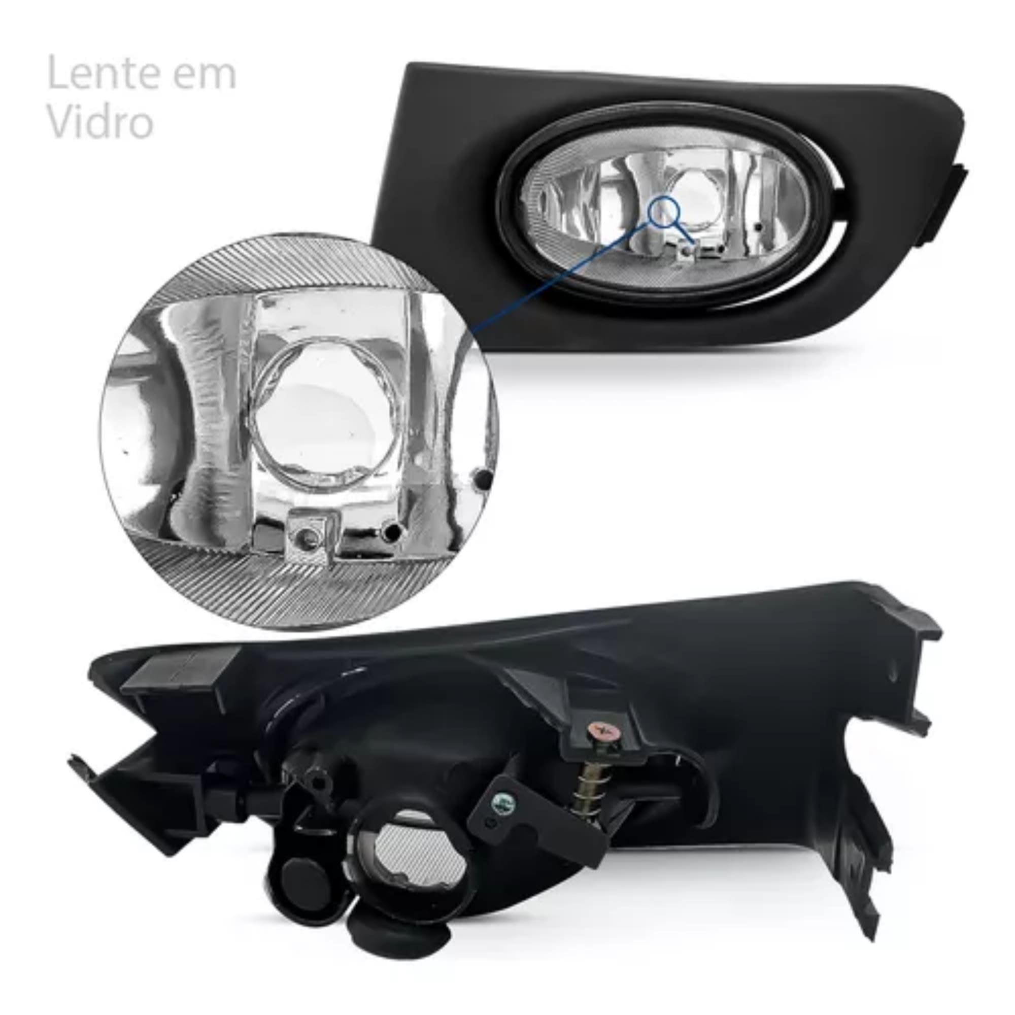 Kit Farol de Milha Civic 2001 Até 2003 Moldura Preta Botão Modelo Original Suits STS217HD
