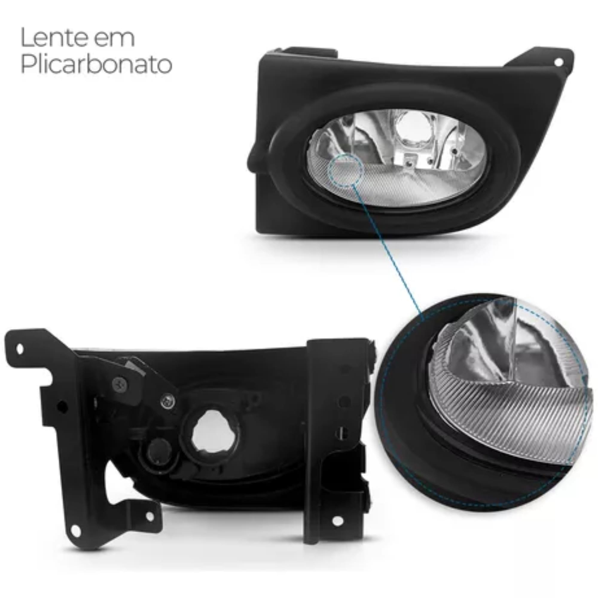 Kit Par Farol de Milha Civic 2006 até 2008 Moldura Preta Botão Modelo Original Suits - STS201HD