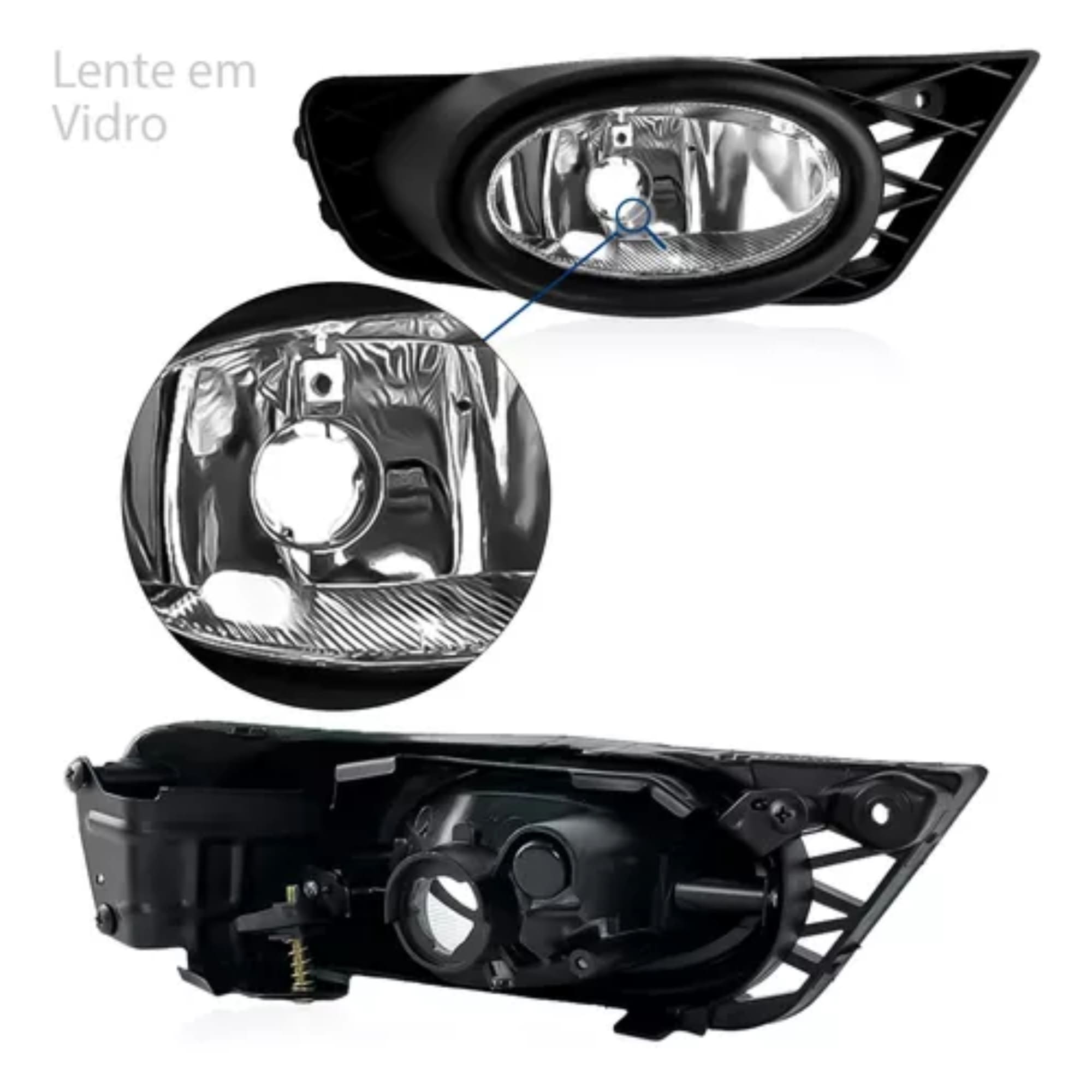 Kit Par Farol de Milha Civic 2009 até 2011 Moldura Preta Botão Modelo Original Suits - STS208HD