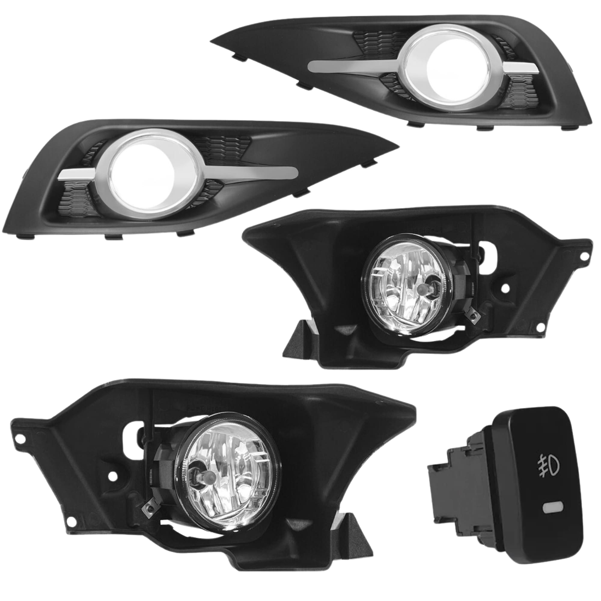Kit Farol de Milha CRV 2012 Até 2015 Moldura Cromo Botão Original Suits - STS213HD