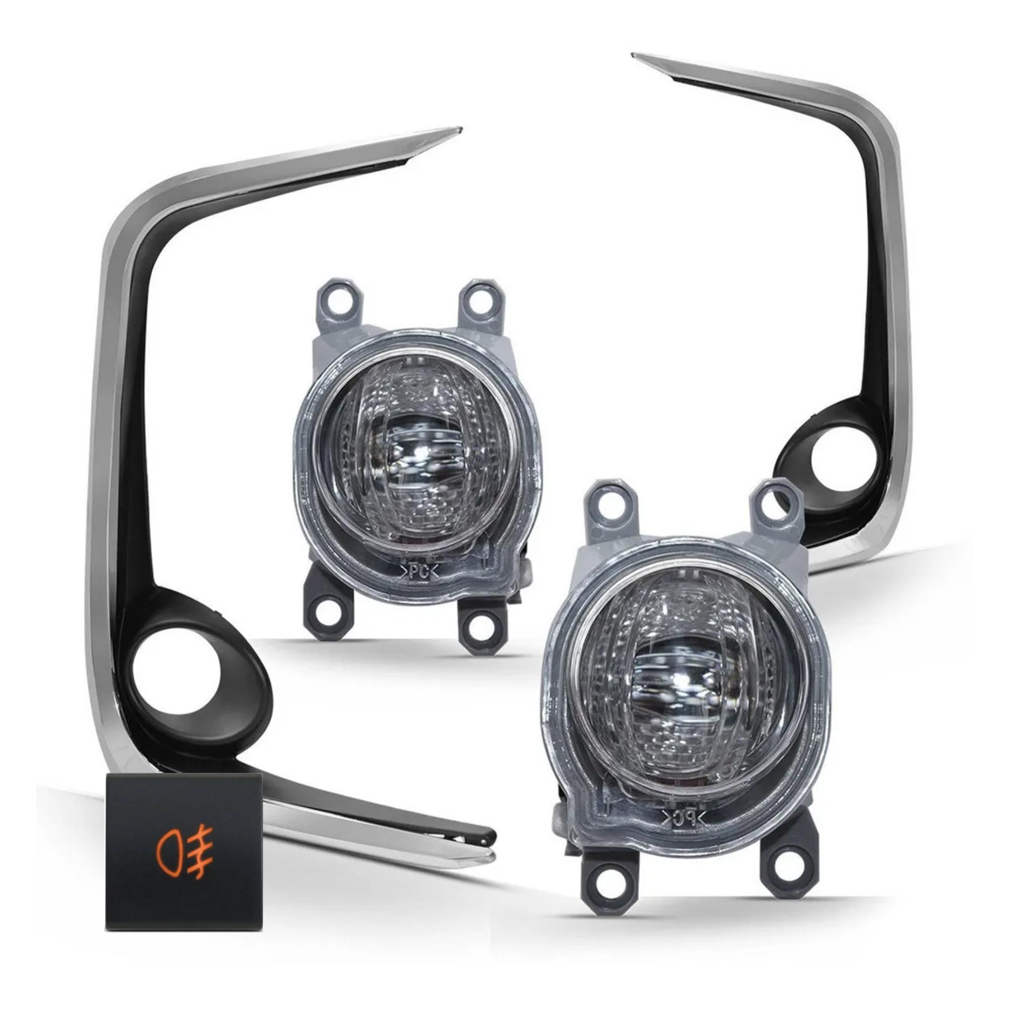Kit Farol De Milhas Corolla 2020 Moldura Cromo Botão Original - Suits STS536TA