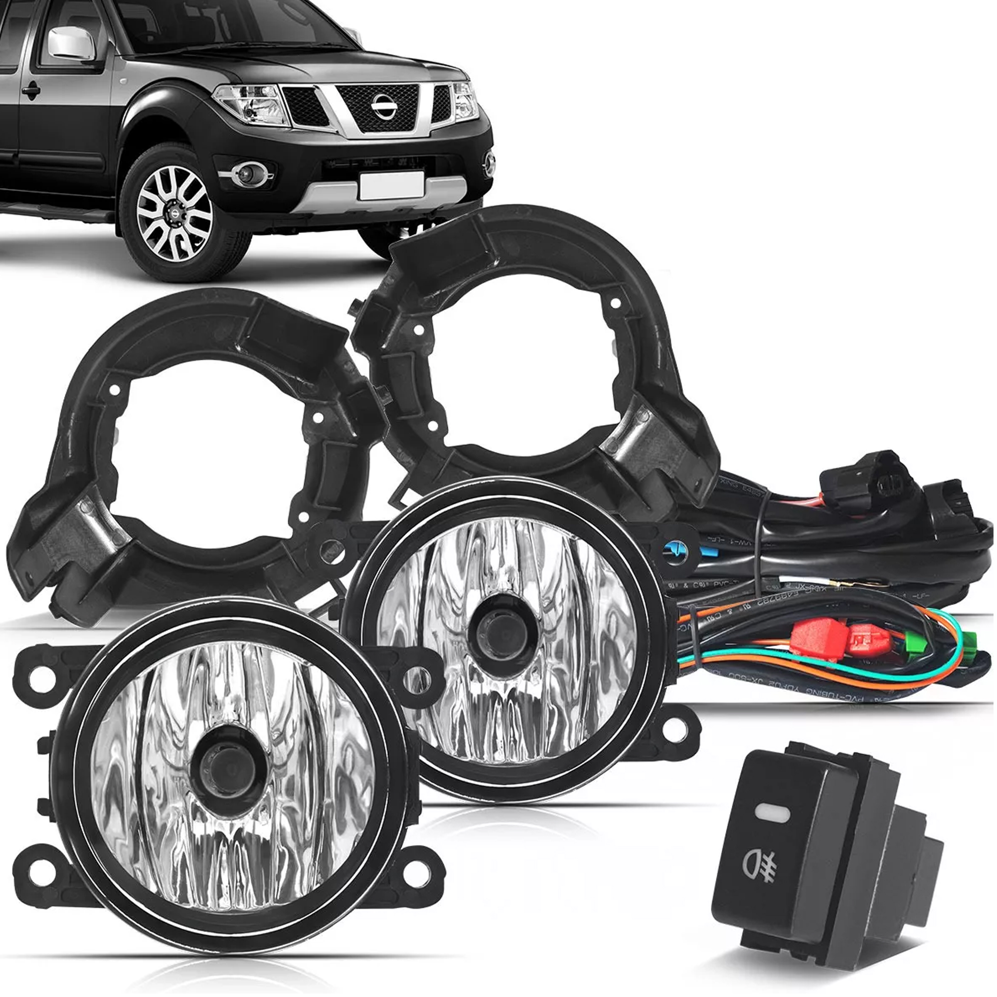Kit Farol de Milha Frontier 2014 2015 2016 Suporte Interno Botão Original - Suits STS310NS
