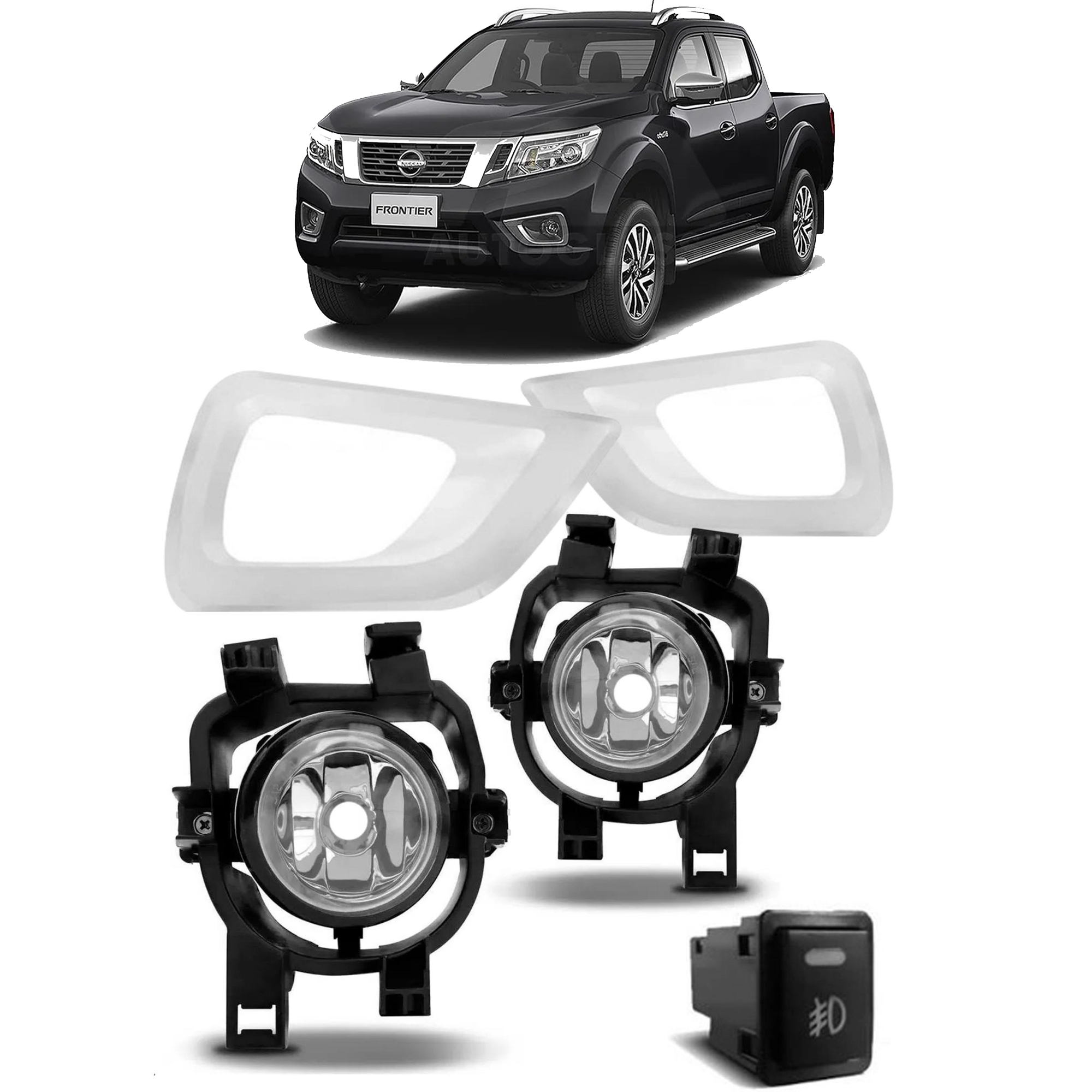 Kit Farol De Milha Frontier 2017-2020 Moldura Cromo Botão Modelo Original Suits - STS318NS
