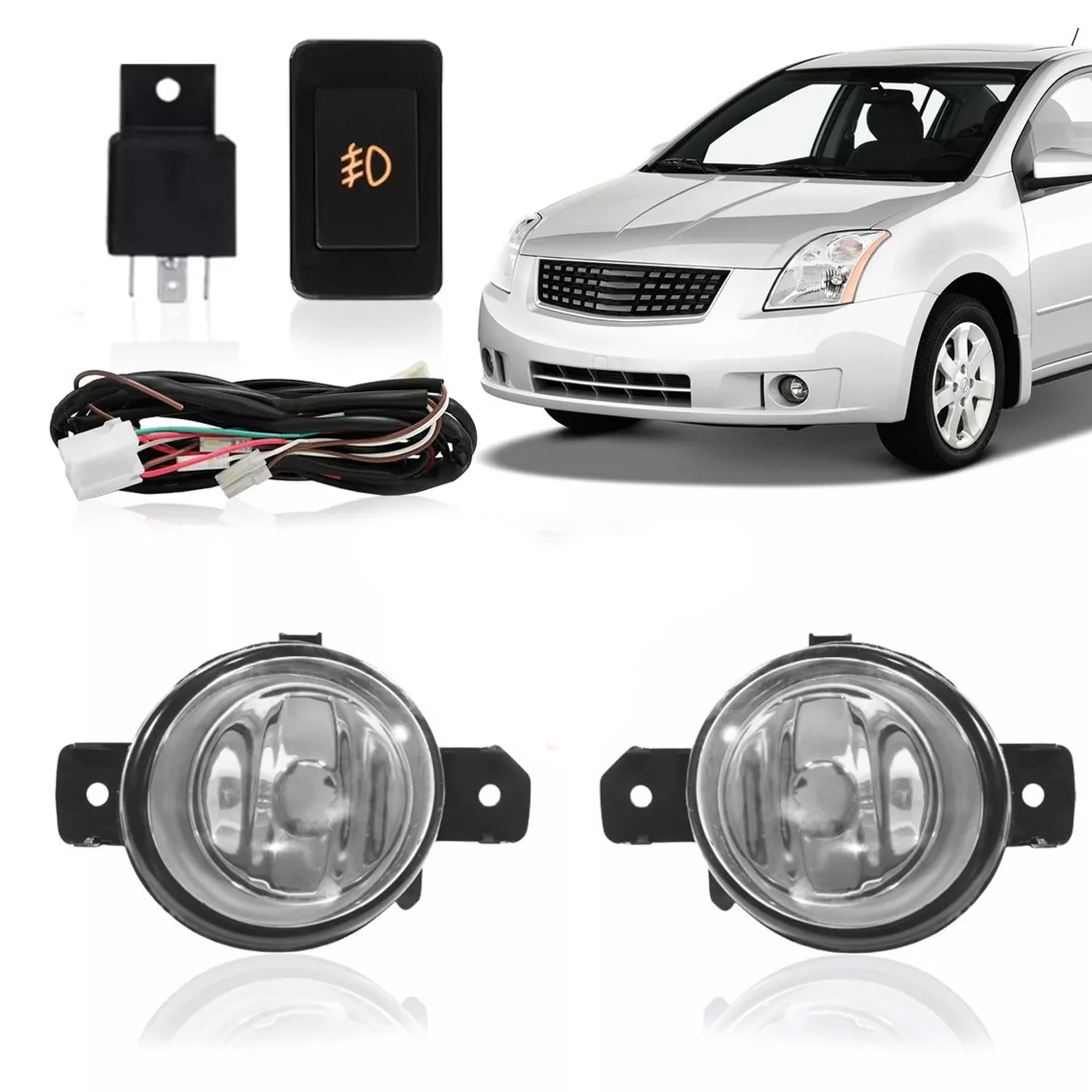 Kit Farol De Milha Sentra 2007 2007 2009 Botão Modelo Original  - Suits STS303NS