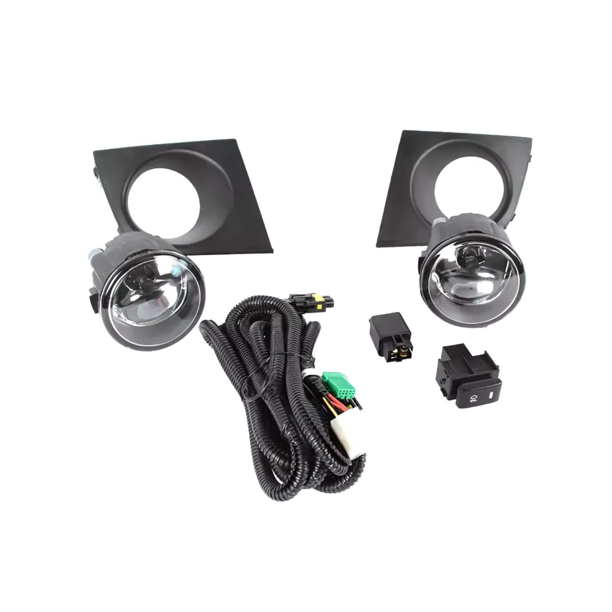 Kit Farol de Milha Tiida 2009 a 2013 Moldura Preta Botão Modelo Original Suits - STS306NS