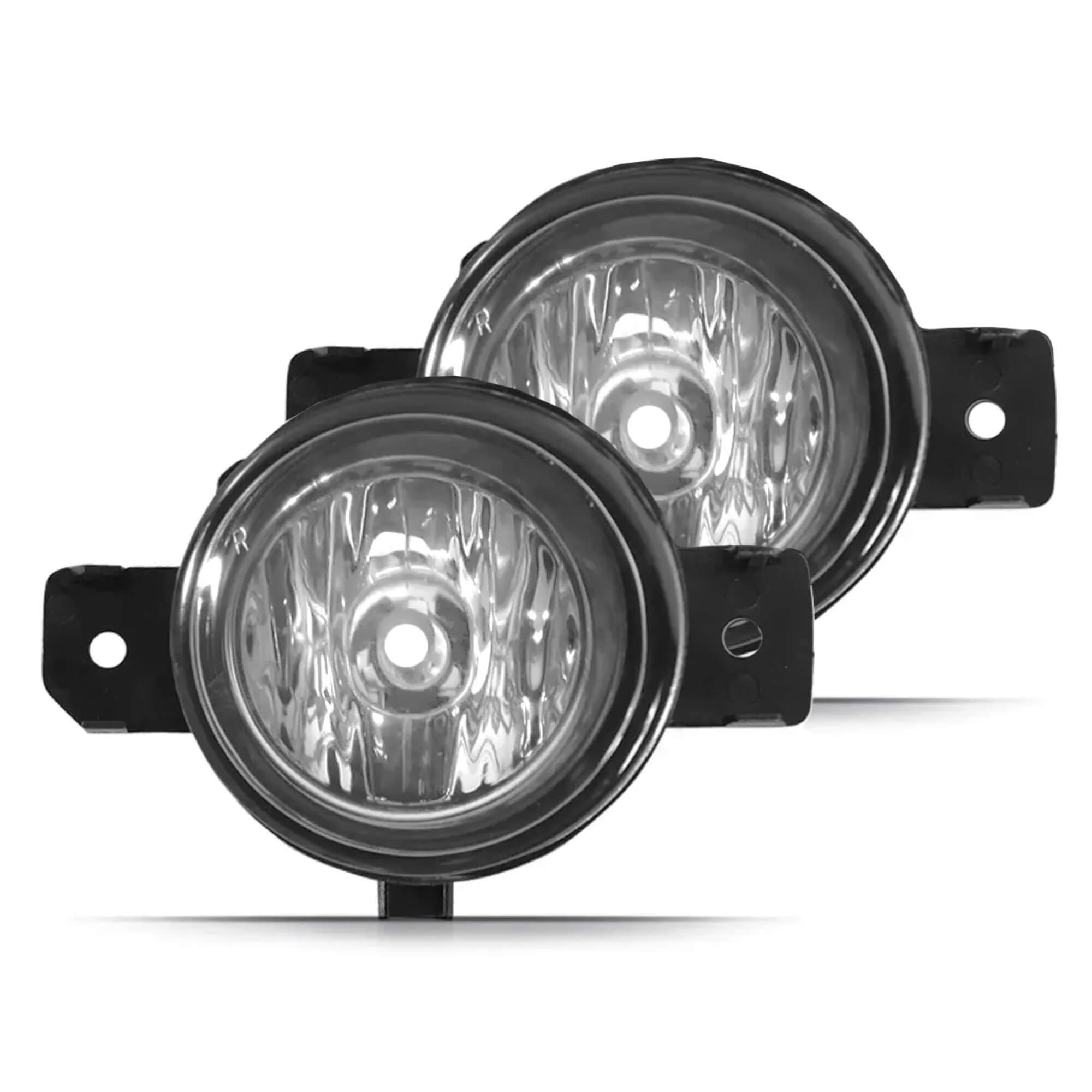 Kit Farol de Milha Nissan Versa 2015 a 2019 Moldura Cromo Botao Modelo Original Suits - STS316NS