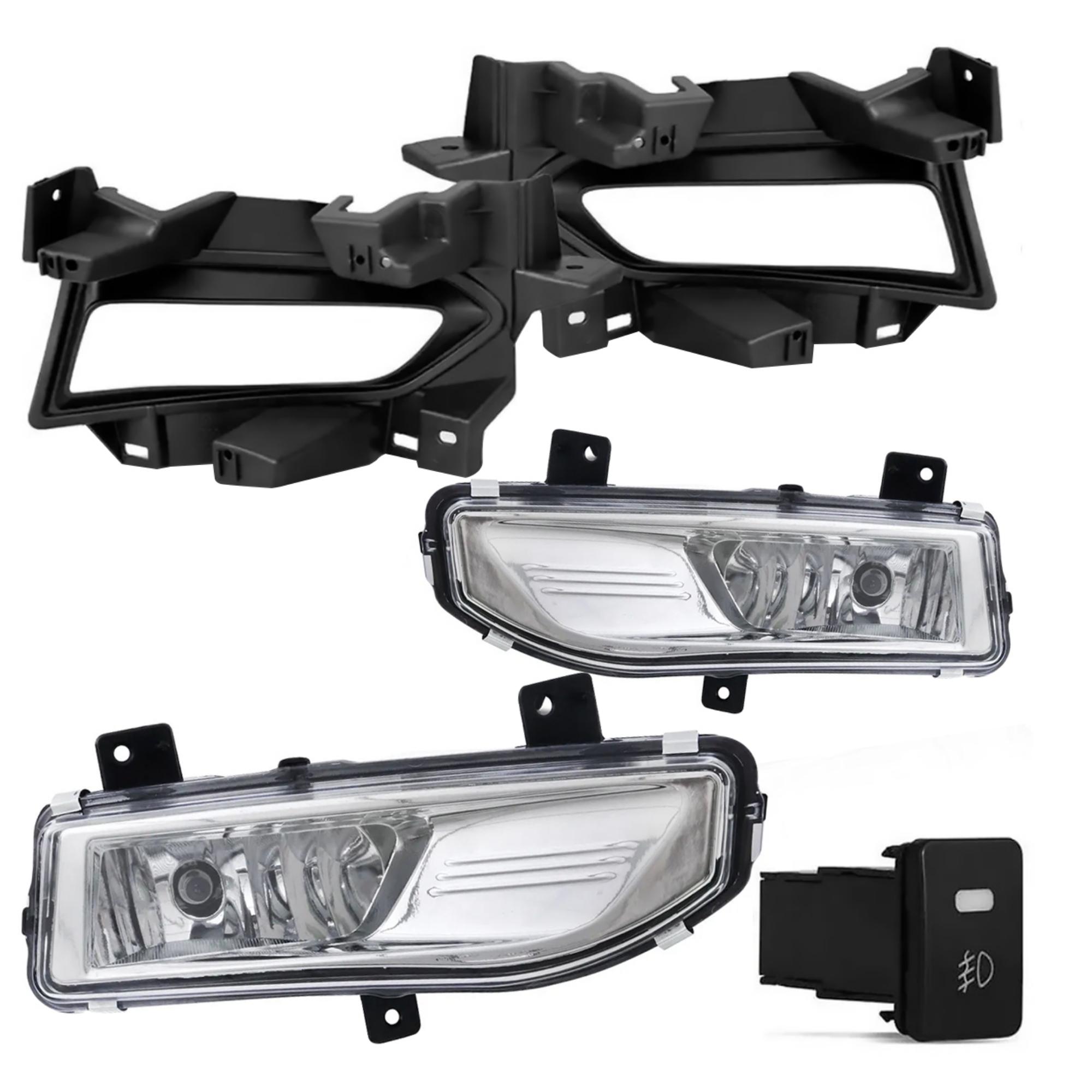 Kit Farol de Milha Versa 2021 Moldura Preta Botão Modelo Original 2 Farois LD e LE Suits - STS304NS