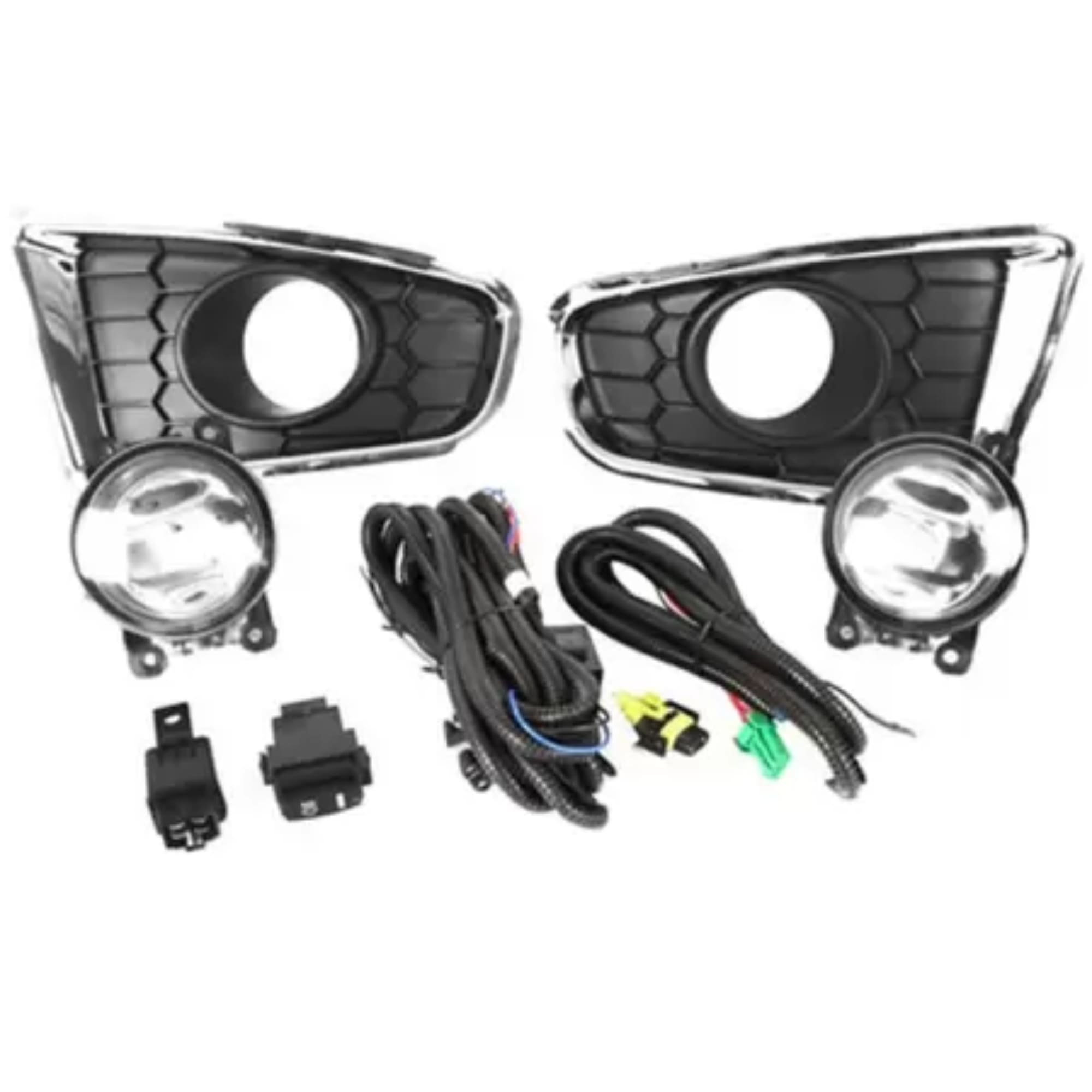 Kit Farol de Milha Sandero 11/14 Moldura Cromo Botão Modelo Original  Suits - STS902RN