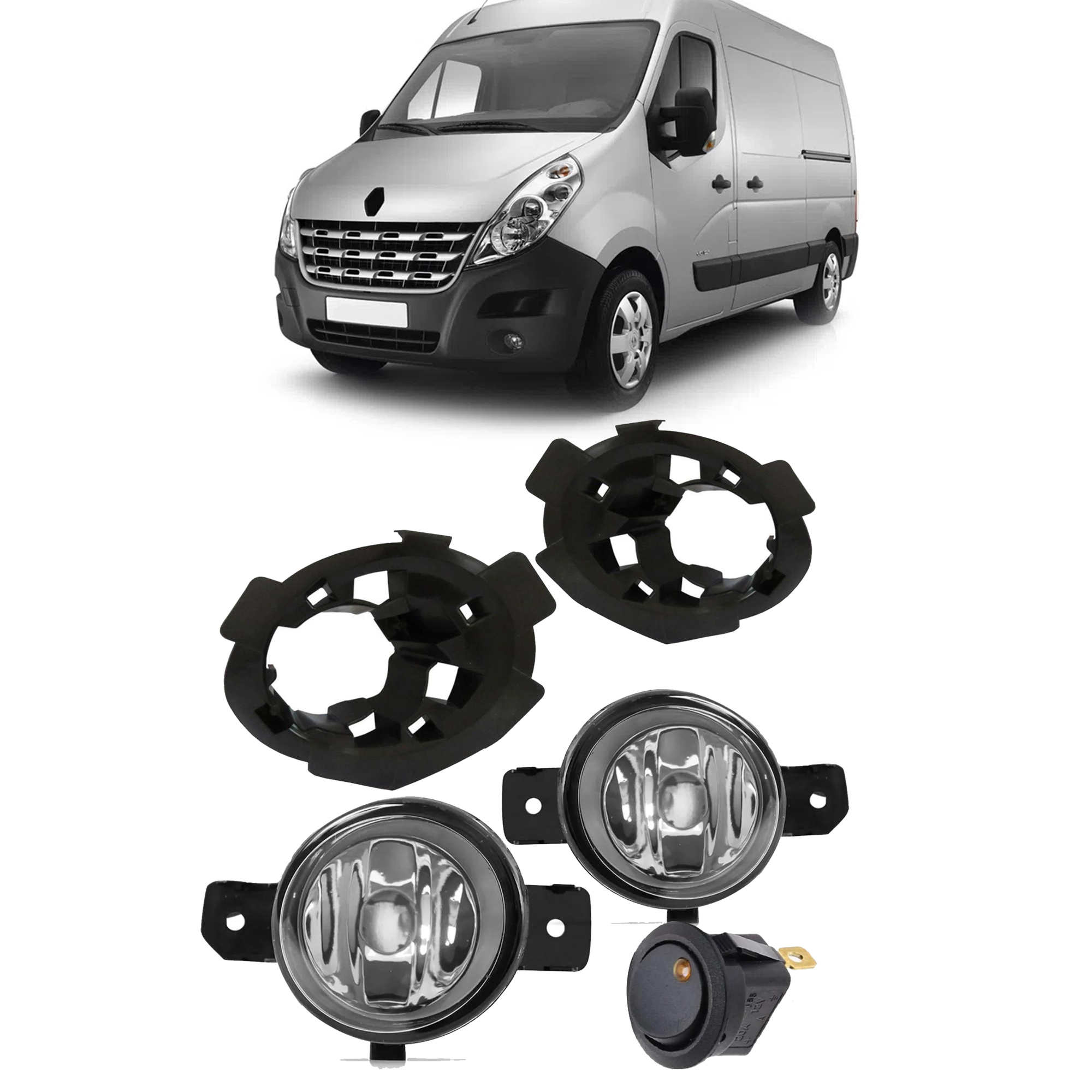 Kit Farol de Milha Renault Master 2015 a 2022 Botão Alternativo 3 Pin Suits - STS918RN