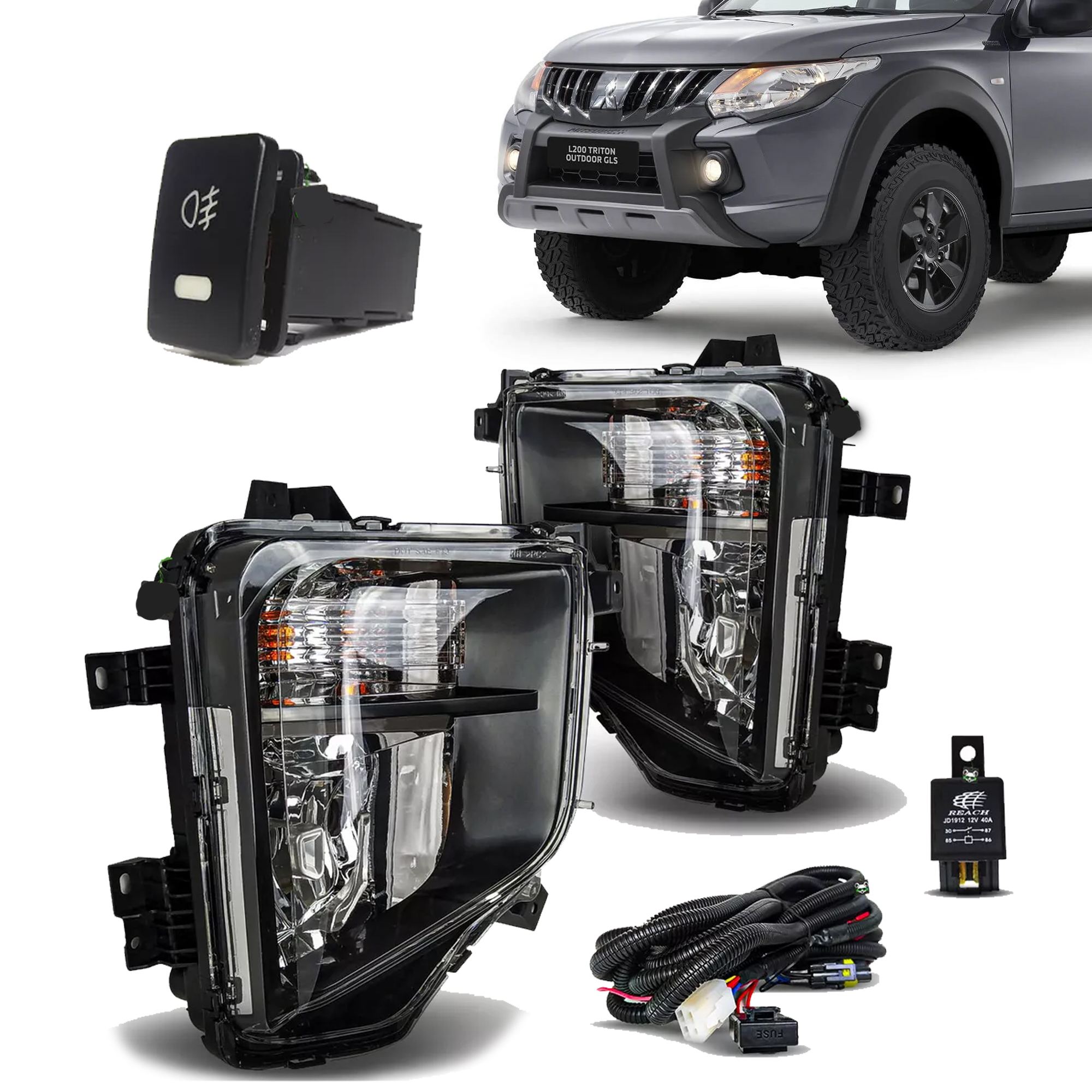 Kit Farol de Milha L200 Triton Sport 2021 a 2022 Botão Original Suits - STS609MS