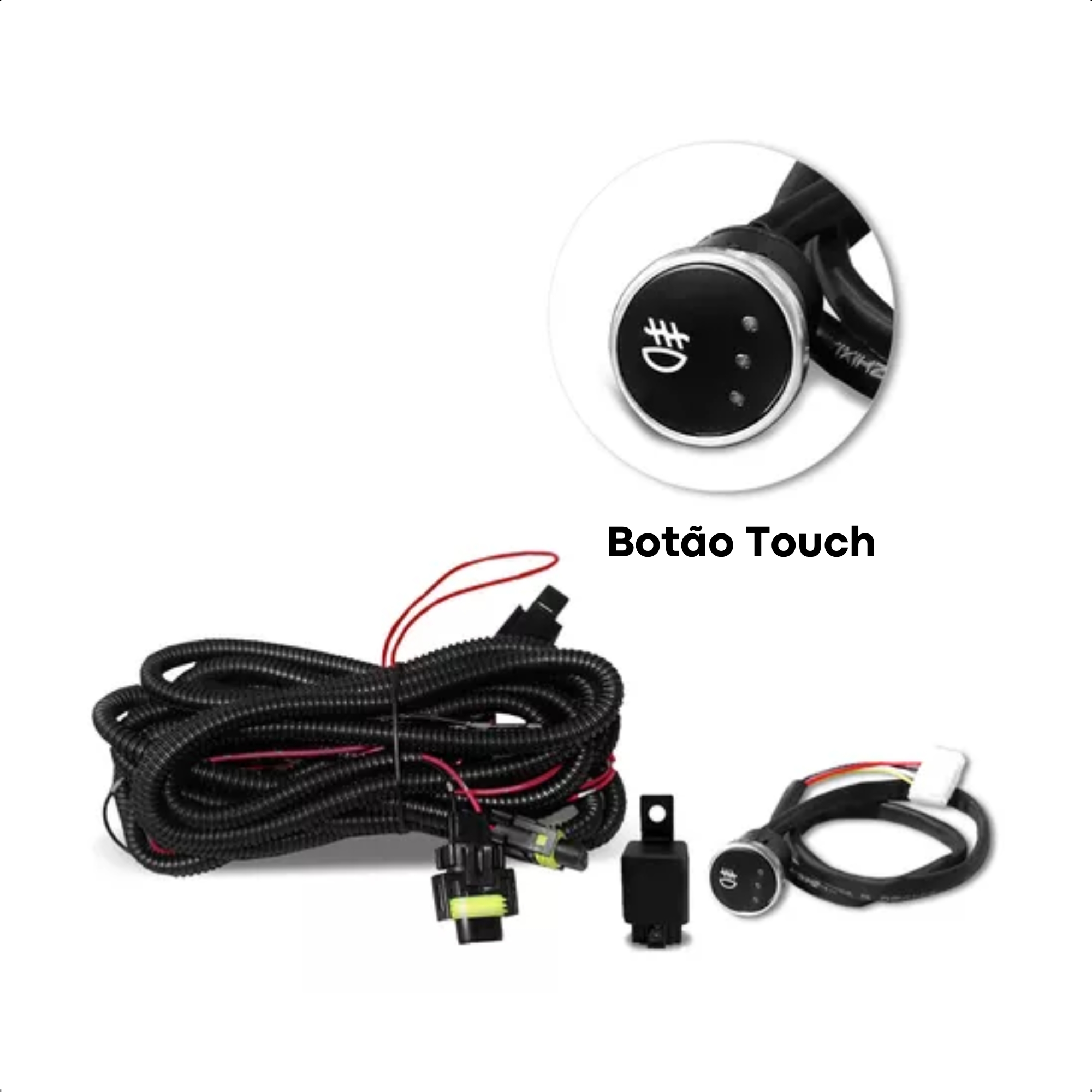 Kit Farol de Milha C3 2023 com Suporte Lente de Policabornato Botão Touch Suits - STS281