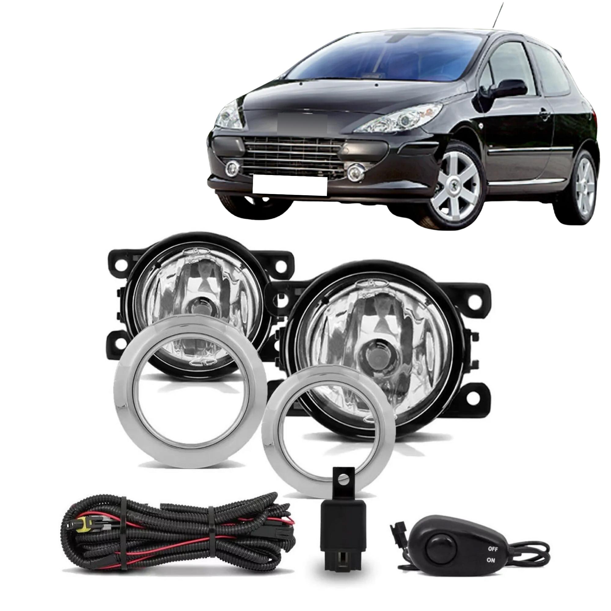 Kit Farol de Milha 307 Moldura Cromada Botão Alternativo Colante Farois LD e LE Suits - STS801PG