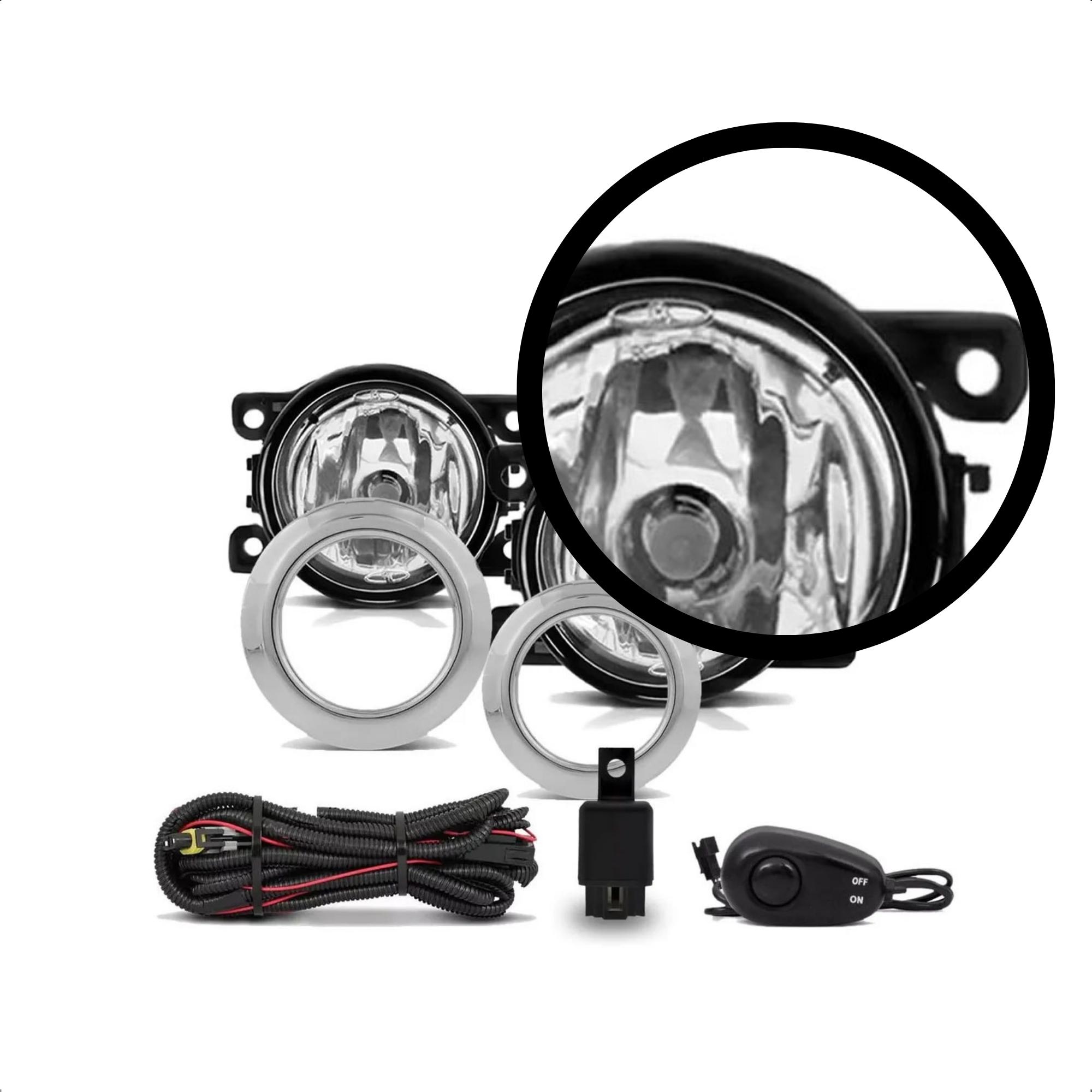 Kit Farol de Milha 307 Moldura Cromada Botão Alternativo Colante Farois LD e LE Suits - STS801PG