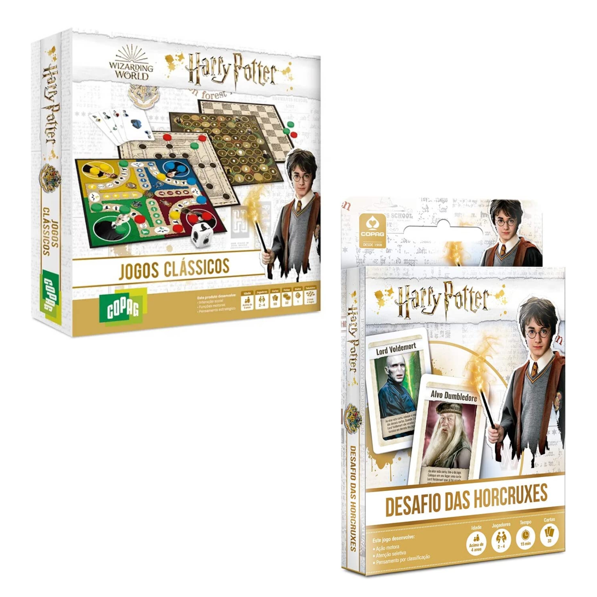 COMP Kit Brinquedo Jogo de Tabuleiro Harry Potter Clássicos com Baralho + Jogo Carton Harry Potter Desafio Das Horcruxes