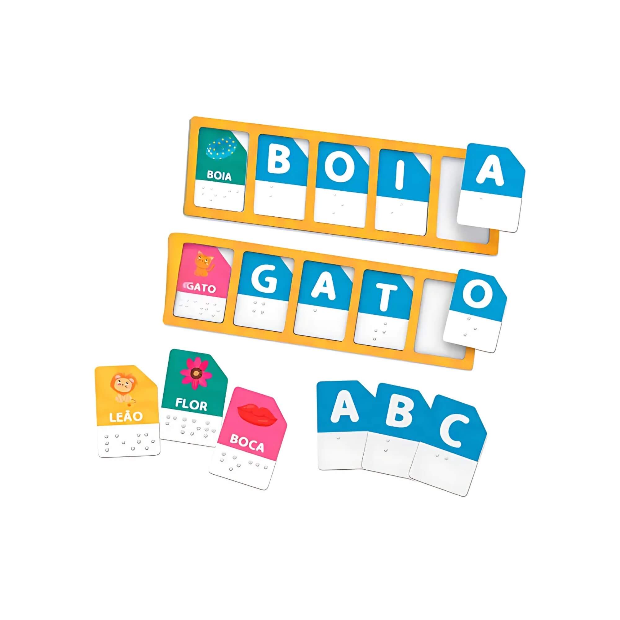 Jogo Infantil Quebra-Cabeça de Encaixe Aprendendo Braille 96 Cartas Xalingo - 17609