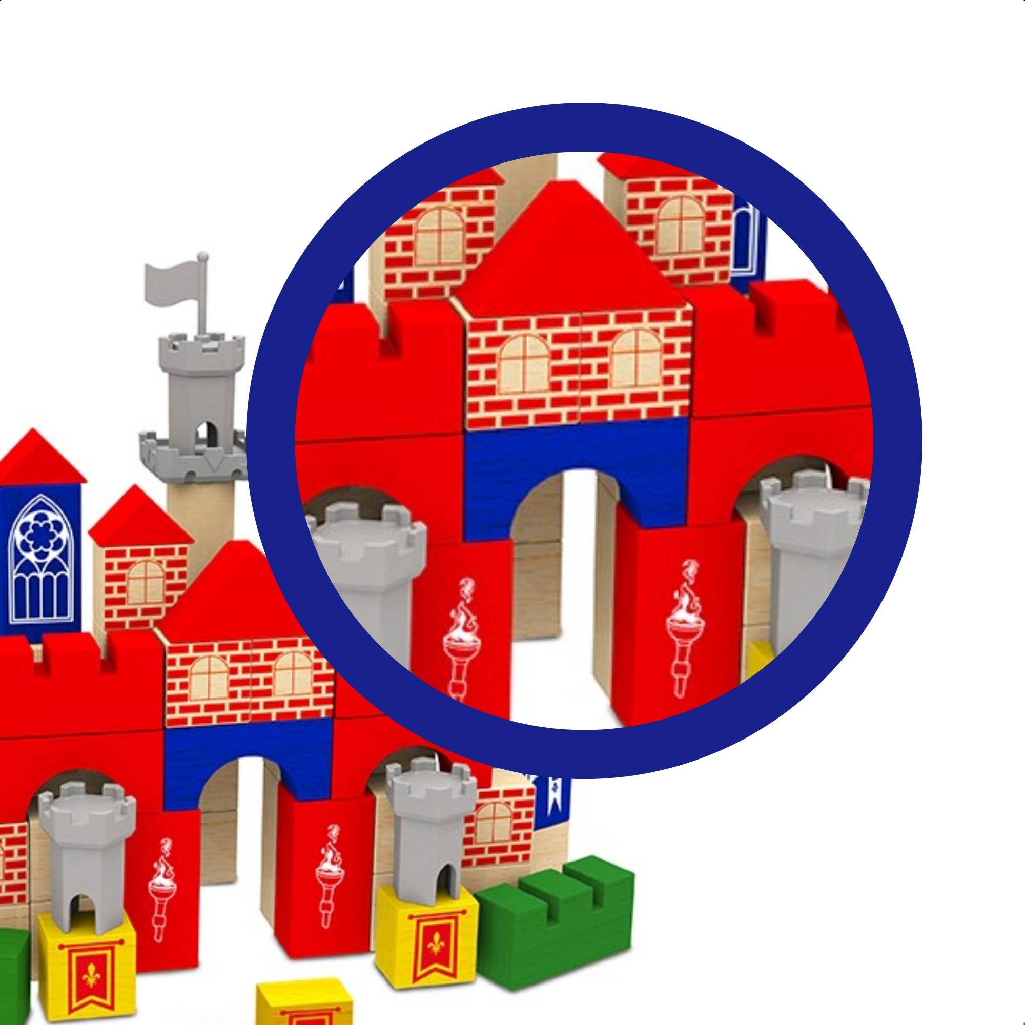 Brinquedo de Montar Brincando de Engenheiro Castelo 80 Pçs Madeira Reflorestada 54621 Xalingo