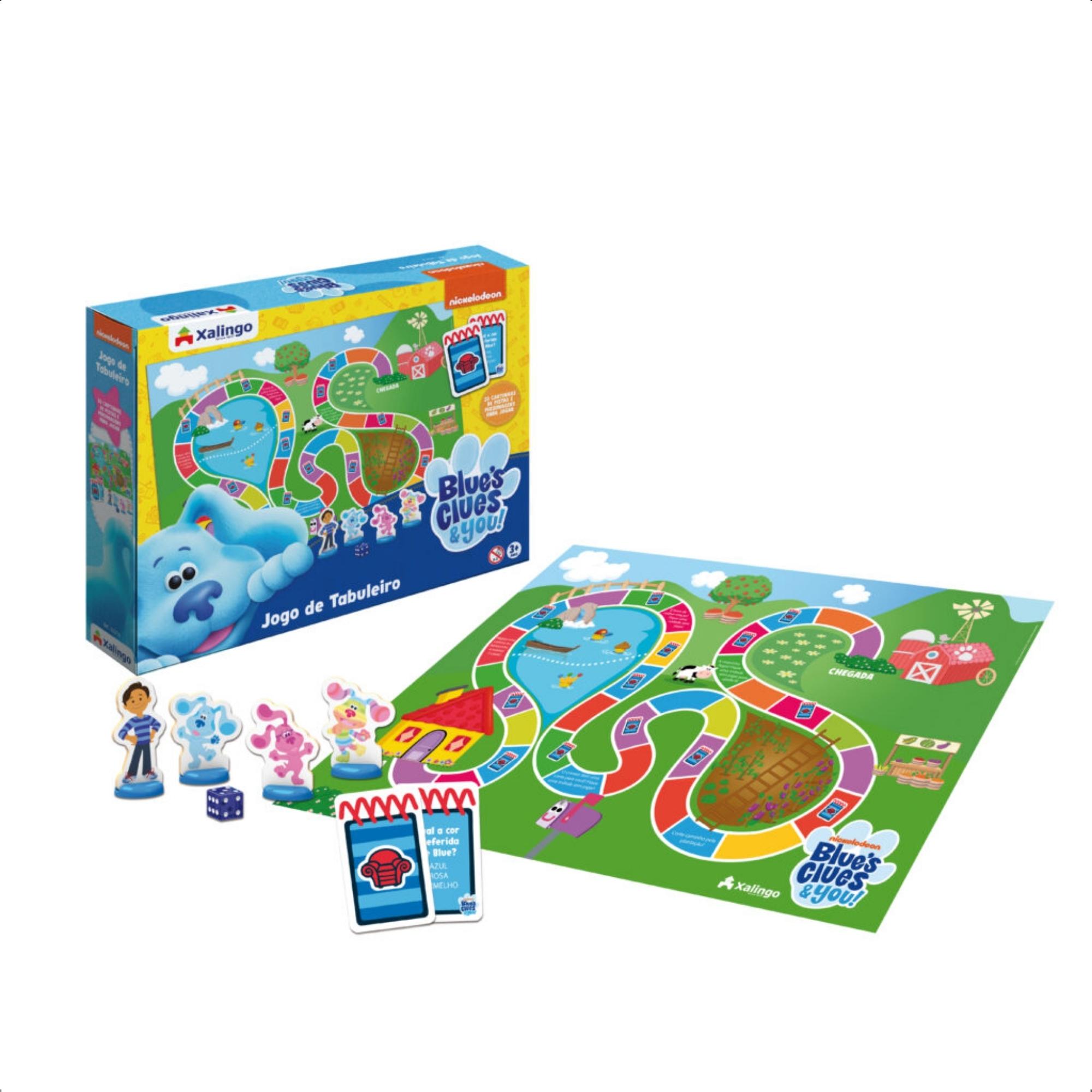 Jogo Brinquedo de Tabuleiro Blue's Clues 30 Peças Desenvolve Atenção Coordenação Xalingo 55398