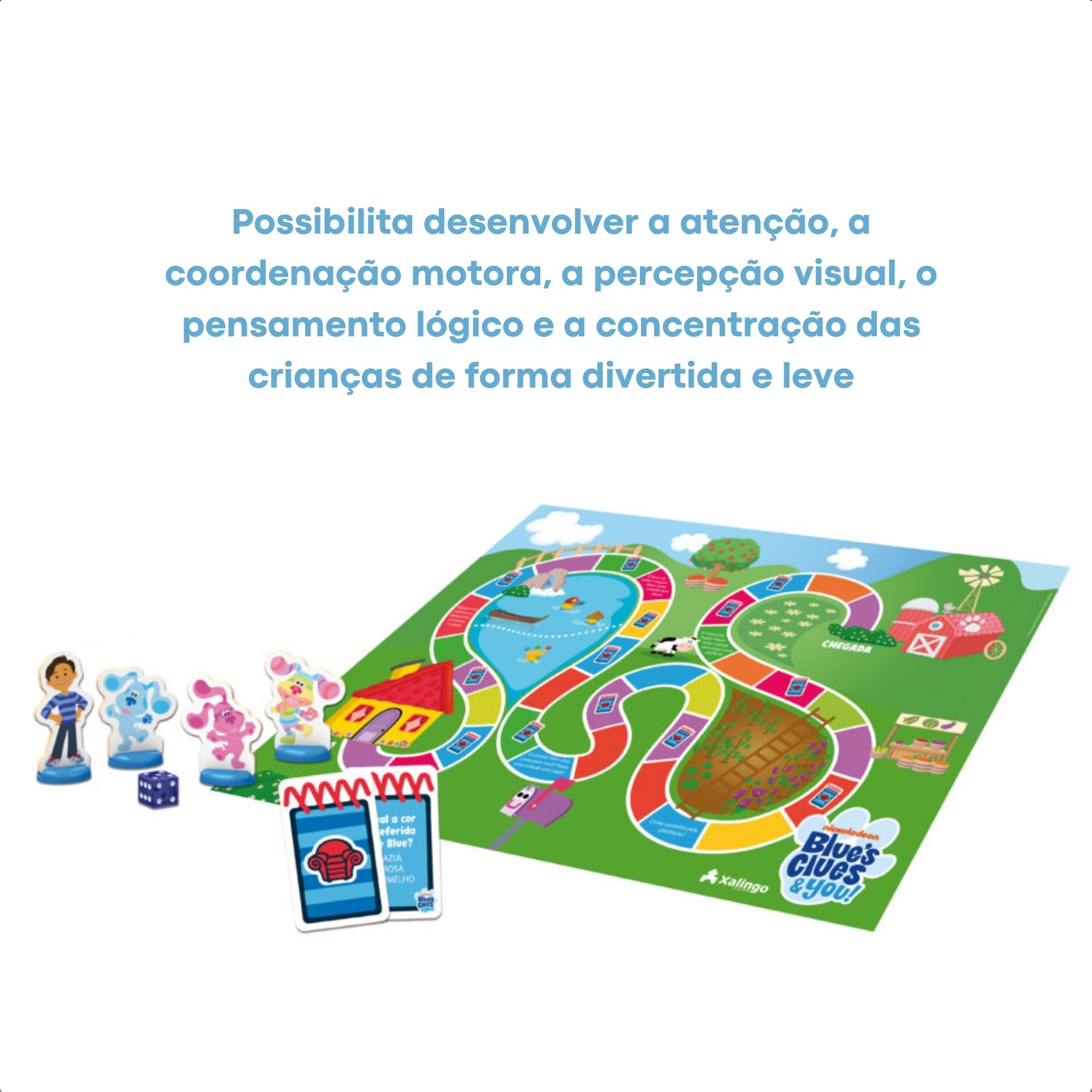 Jogo Brinquedo de Tabuleiro Blue's Clues 30 Peças Desenvolve Atenção Coordenação Xalingo 55398