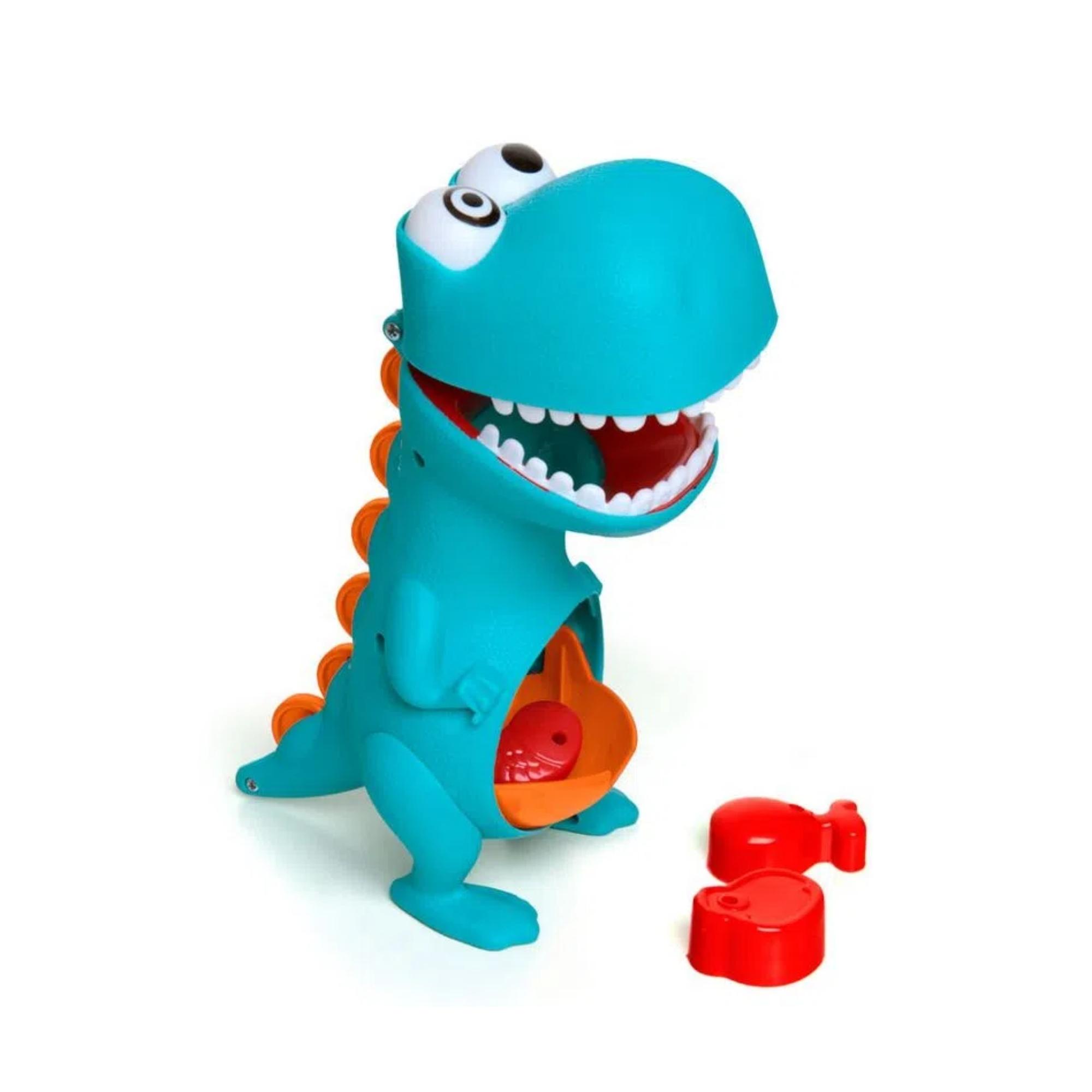 Brinquedo Infantil Boneco Dino Papa 23cm + Acessórios, Boca Abre e fecha + Comidinhas Elka - 972