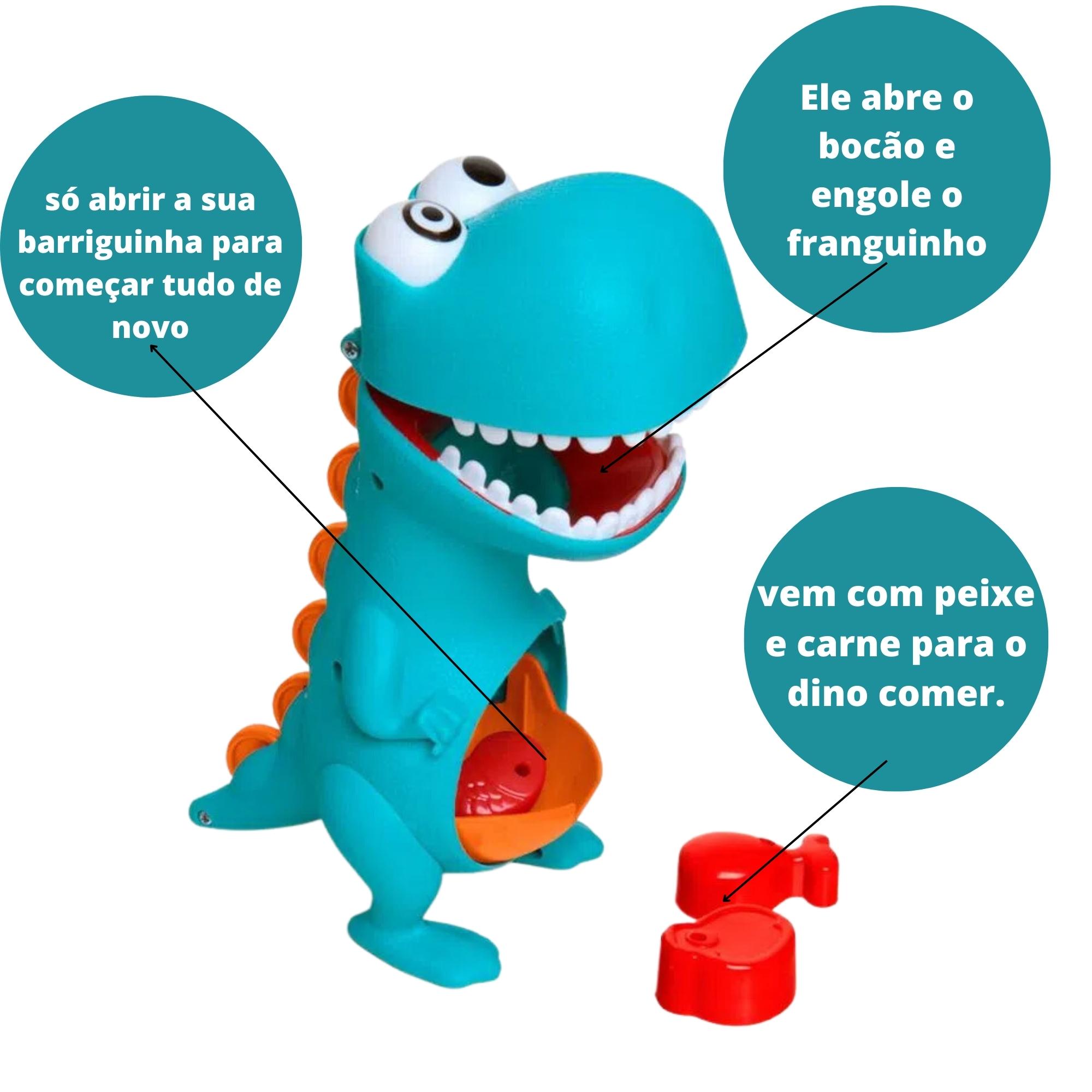 Brinquedo Infantil Boneco Dino Papa 23cm + Acessórios, Boca Abre e fecha + Comidinhas Elka - 972