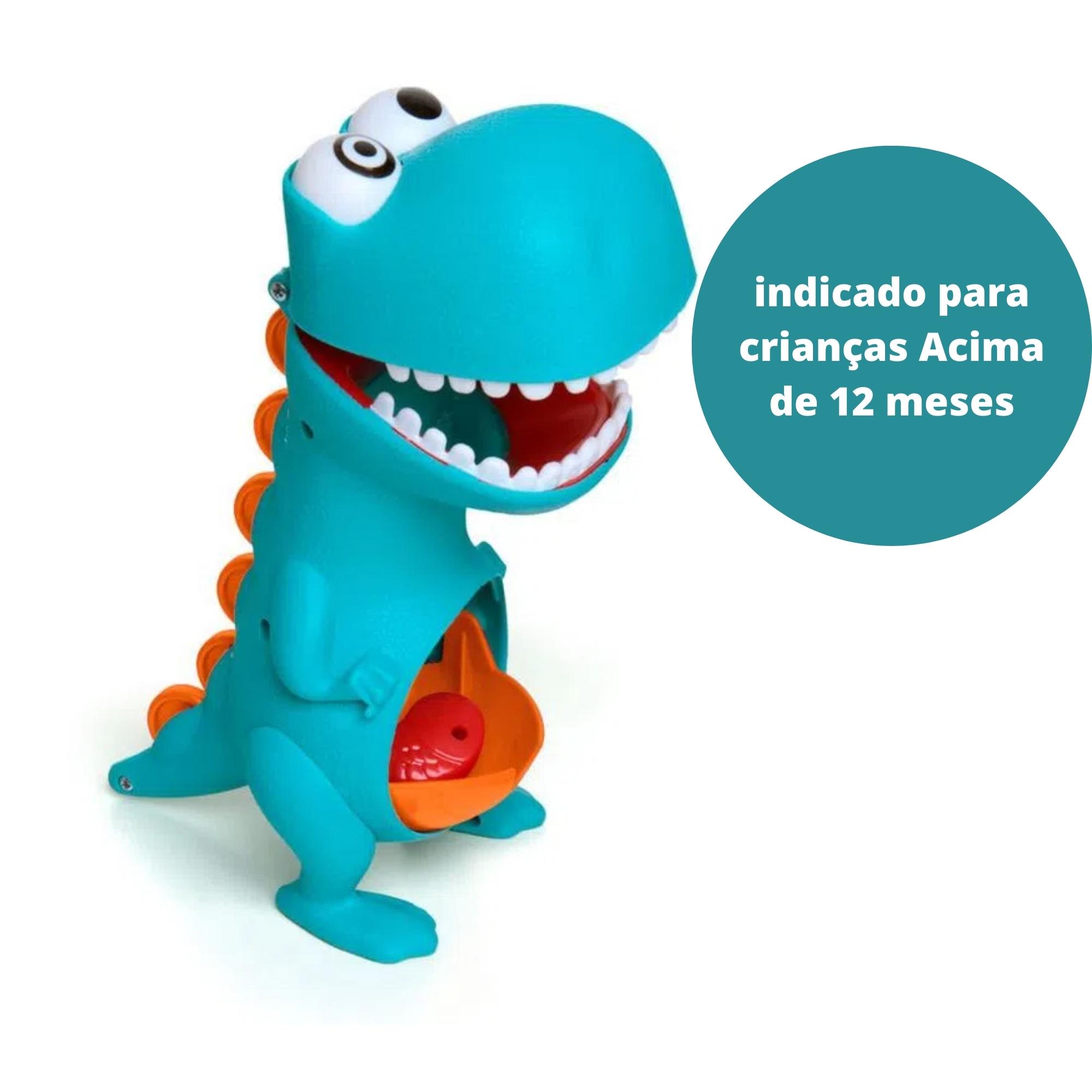 Brinquedo Infantil Boneco Dino Papa 23cm + Acessórios, Boca Abre e fecha + Comidinhas Elka - 972