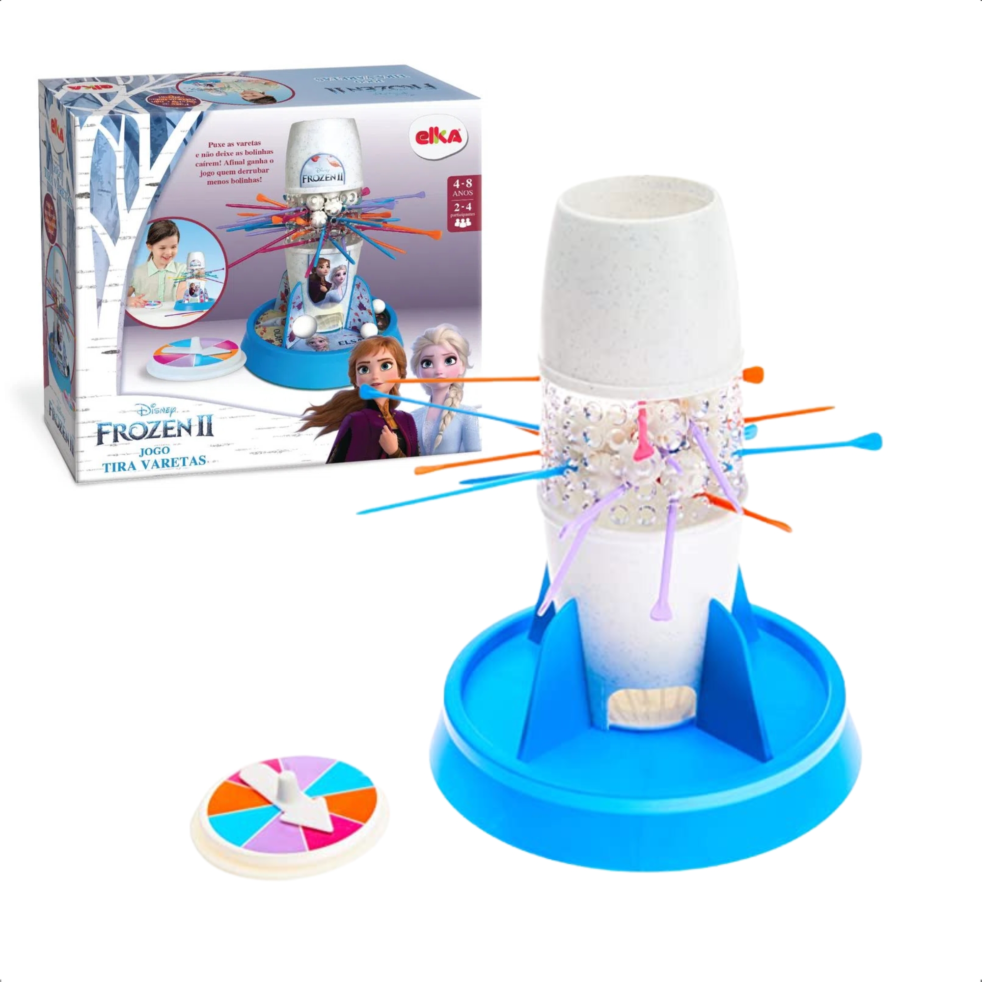 Brinquedo infantil Jogo Tira Vareta Frozen 2 em Plástico c/ Roleta e Bolinhas Elka - 1133