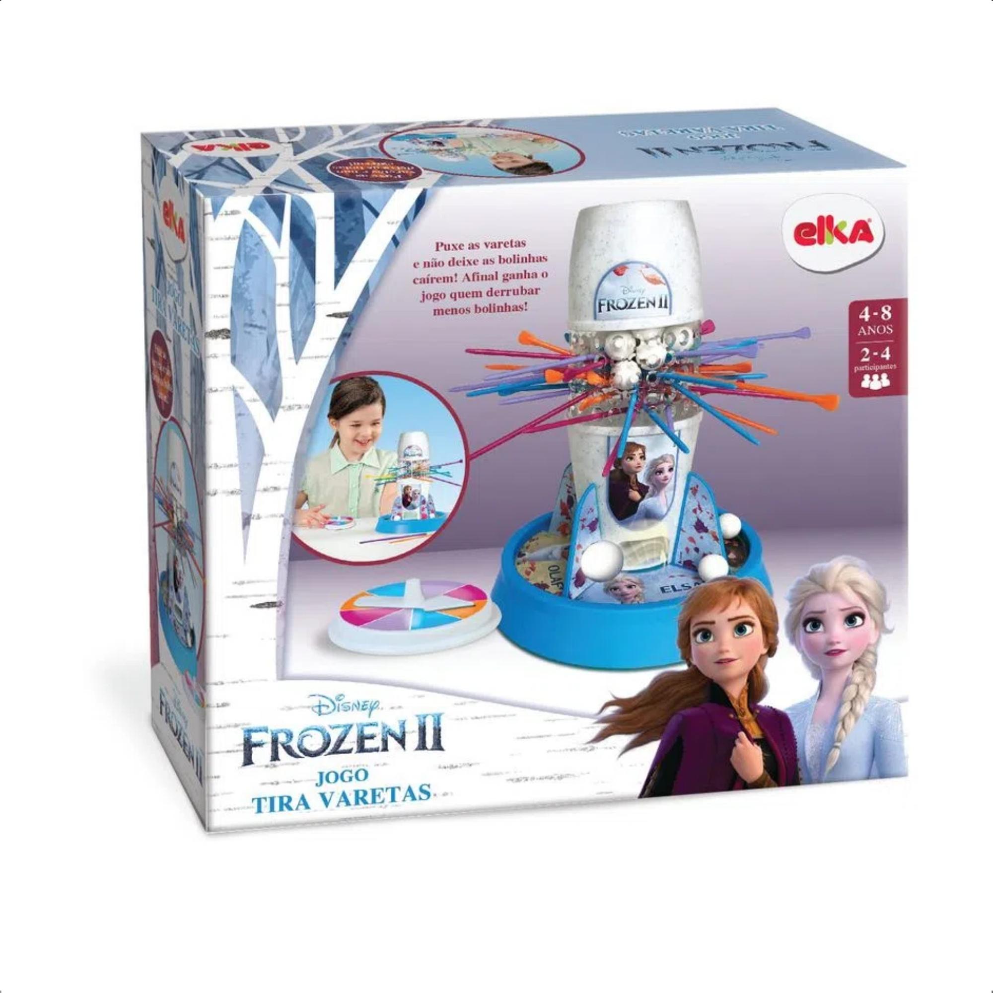 Brinquedo infantil Jogo Tira Vareta Frozen 2 em Plástico c/ Roleta e Bolinhas Elka - 1133