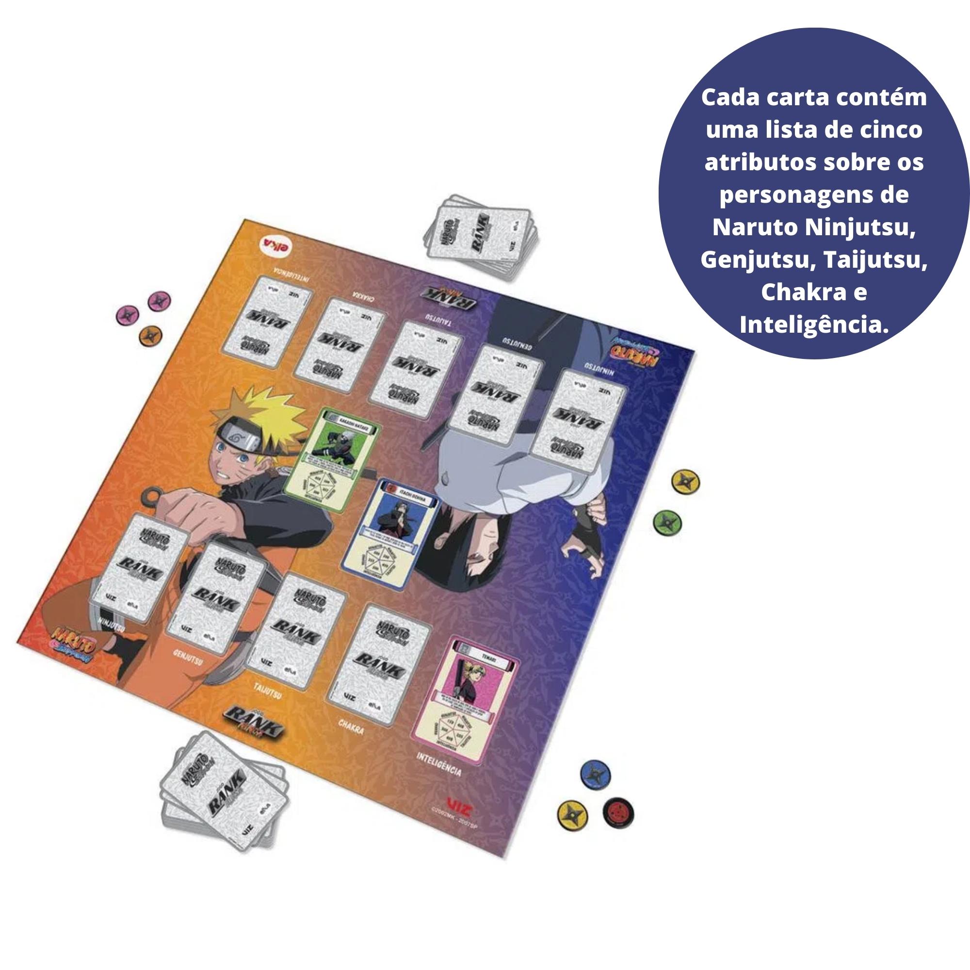 Brinquedo Jogo De Tabuleiro Infantil Rank Ninja Naruto Shippuden com 55 Cartas Elka - 1189