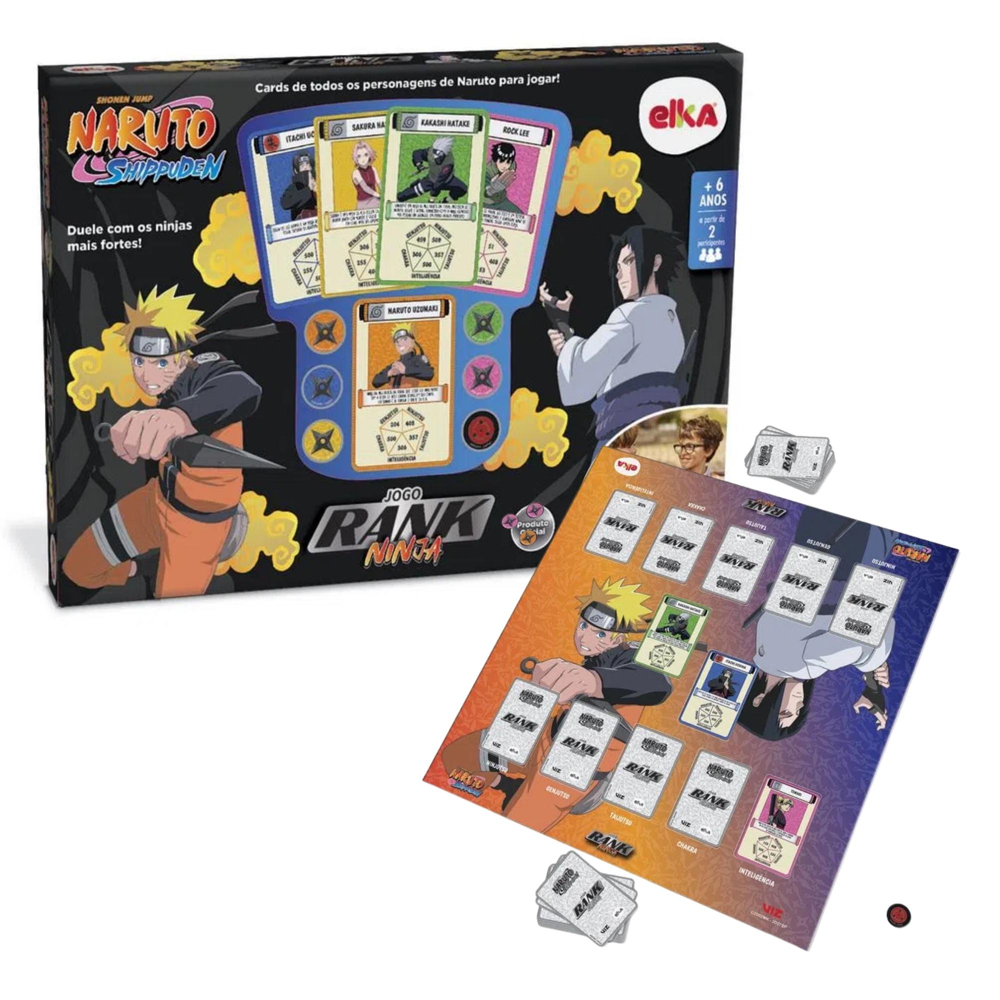 Brinquedo Jogo De Tabuleiro Infantil Rank Ninja Naruto Shippuden com 55 Cartas Elka - 1189
