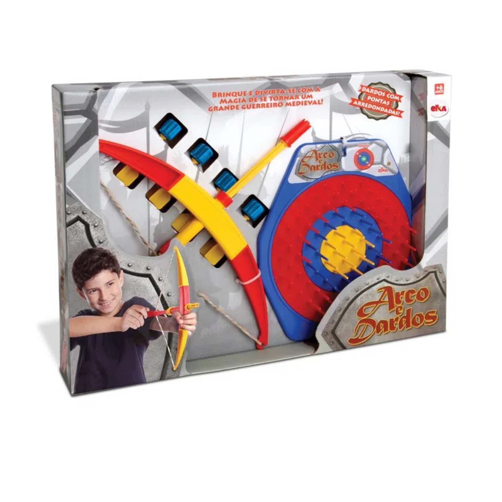 Brinquedo Infantil Acerte o Alvo c/ Arco e 4 Dardos 48cm em Plástico +6 Anos Elka - 463