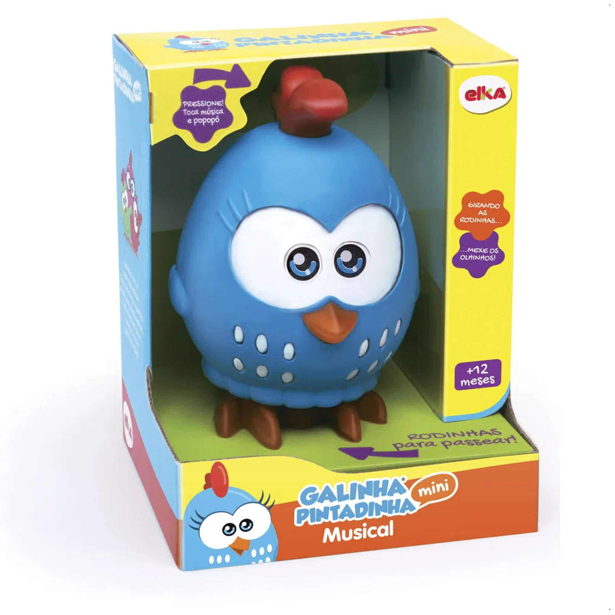 Brinquedo Boneca Galinha Pintadinha Mini Musical 20cm Plástico Rodinhas Elka - 1044