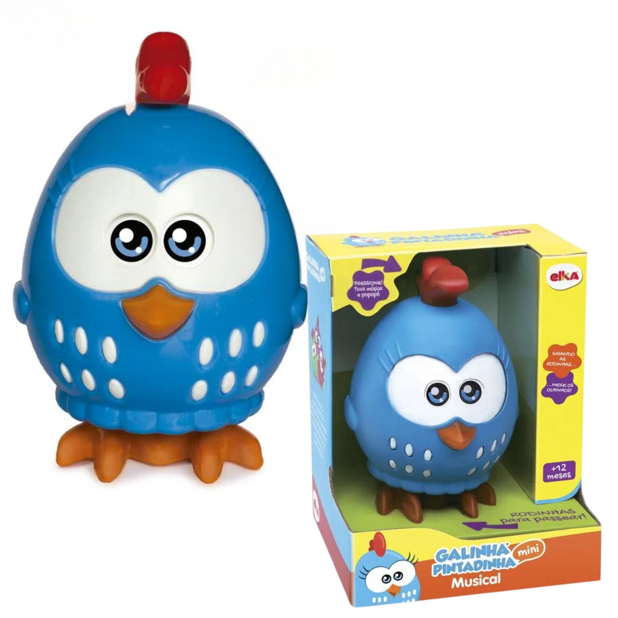 Brinquedo Boneca Galinha Pintadinha Mini Musical 20cm Plástico Rodinhas Elka - 1044