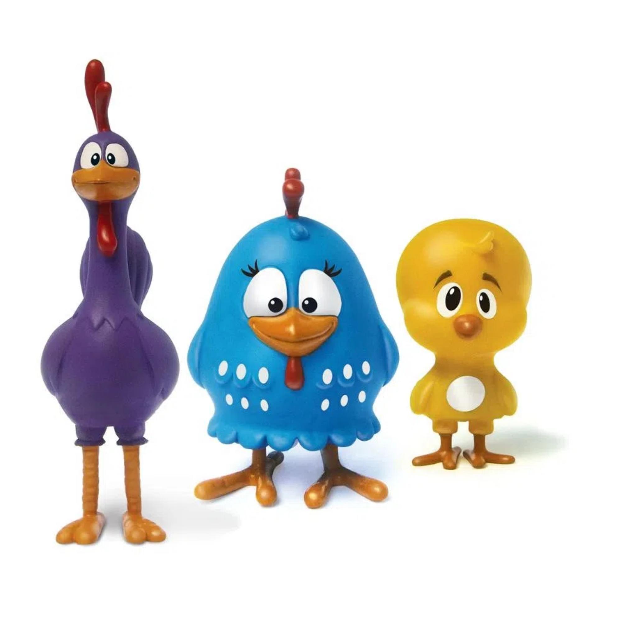 Brinquedo Infantil Família Galinha Pintadinha c/ 3 Bonecos em Plástico Vinil 28cm Elka - 1128