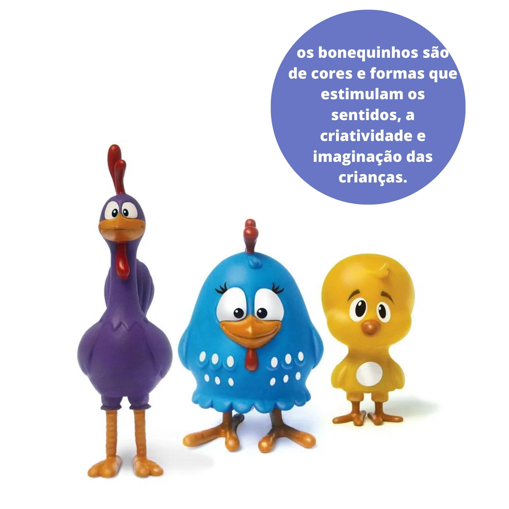 Brinquedo Infantil Família Galinha Pintadinha c/ 3 Bonecos em Plástico Vinil 28cm Elka - 1128