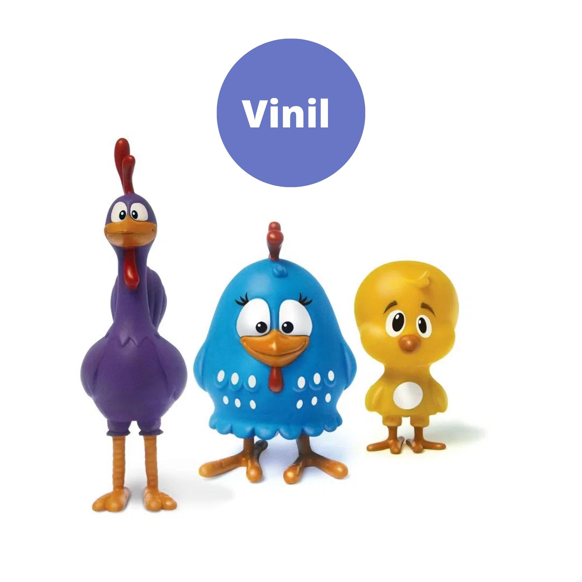 Brinquedo Infantil Família Galinha Pintadinha c/ 3 Bonecos em Plástico Vinil 28cm Elka - 1128