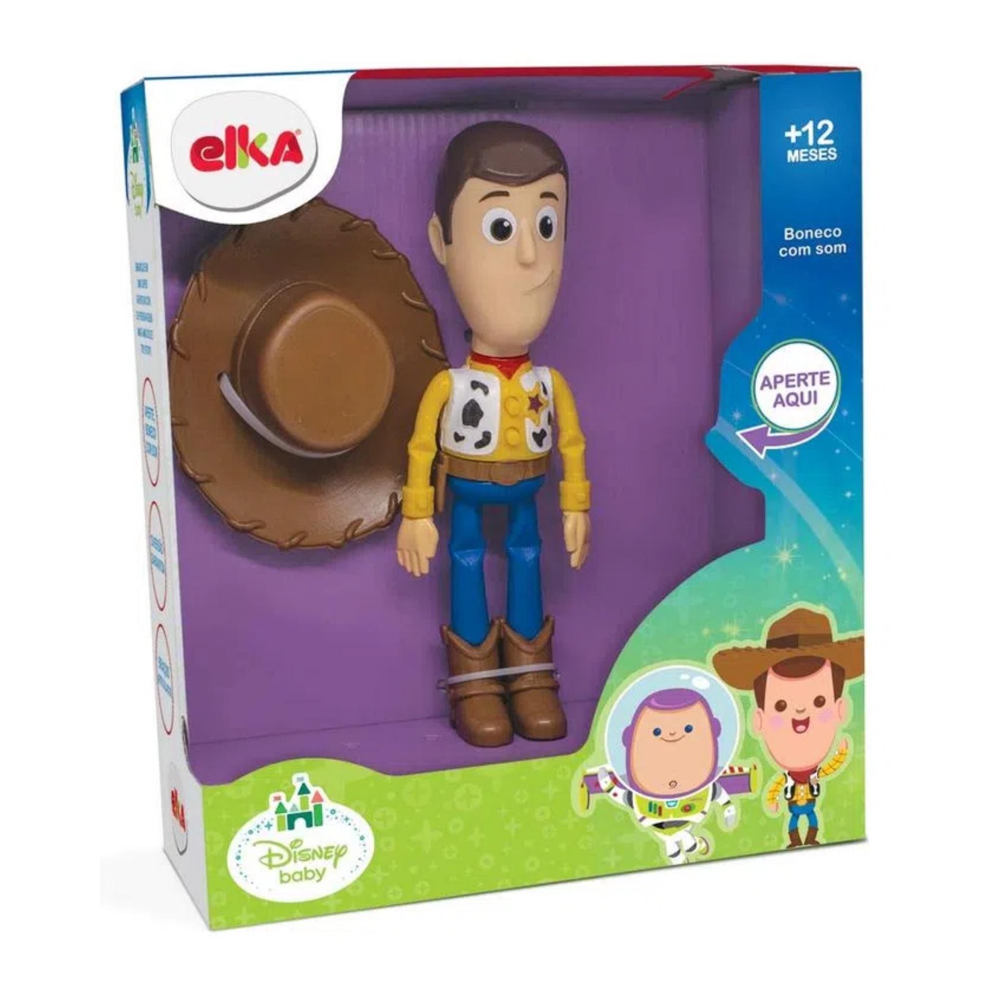 Brinquedo Boneco Articulado Woody Toy Story Com som, 26cm em Plástico Vinil + Acessórios-Elka-1134