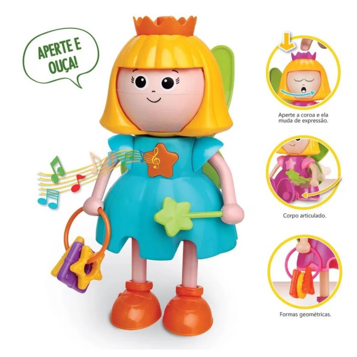 Brinquedo Sortido Boneca Som Flora Fadinha De Atividades 22 cm Articulada Muda Expressão Elka-750