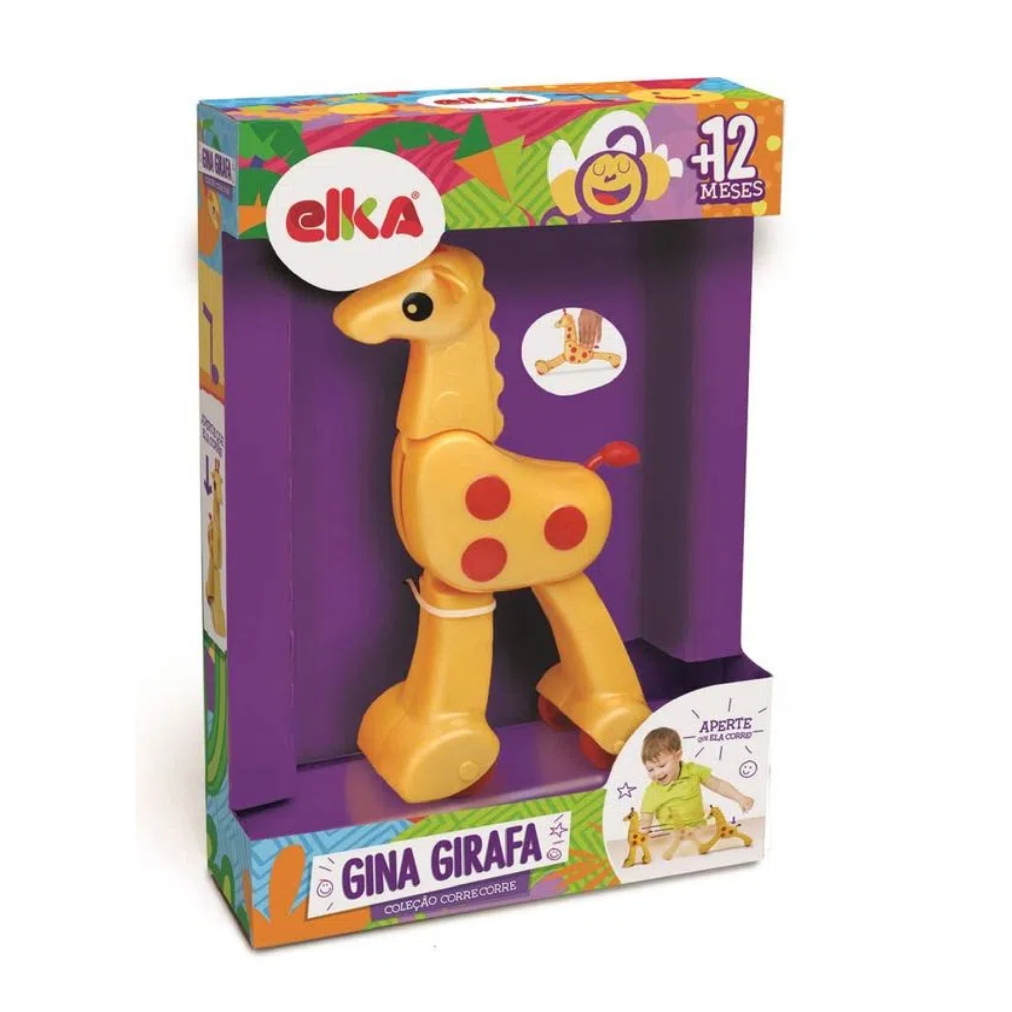 Brinquedo Infantil Coleção CoreCore Gina Girafa 22cm Bolinhas Vermelha Plástico Elka Brinq -286