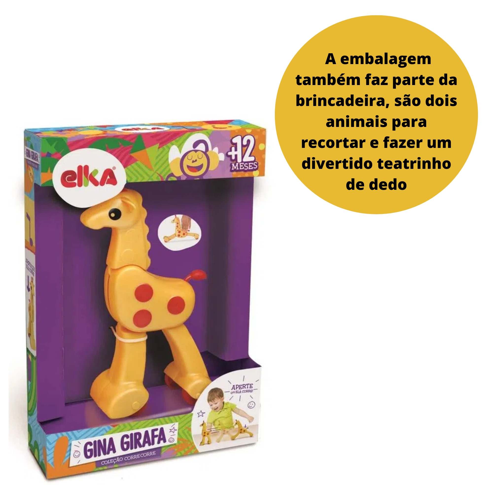 Brinquedo Infantil Coleção CoreCore Gina Girafa 22cm Bolinhas Vermelha Plástico Elka Brinq -286