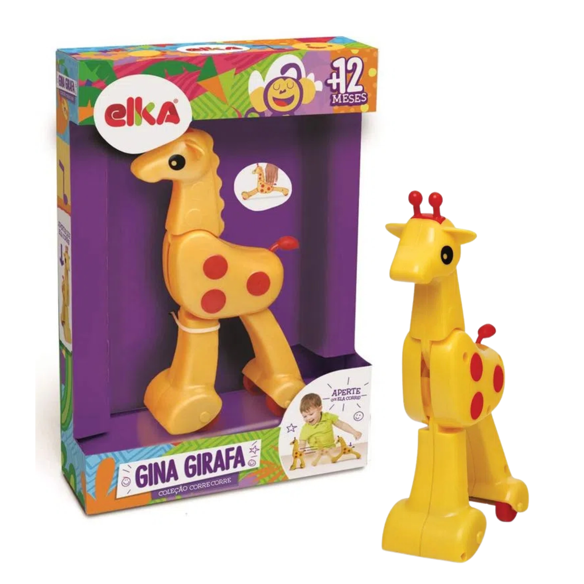 Brinquedo Infantil Coleção CoreCore Gina Girafa 22cm Bolinhas Vermelha Plástico Elka Brinq -286