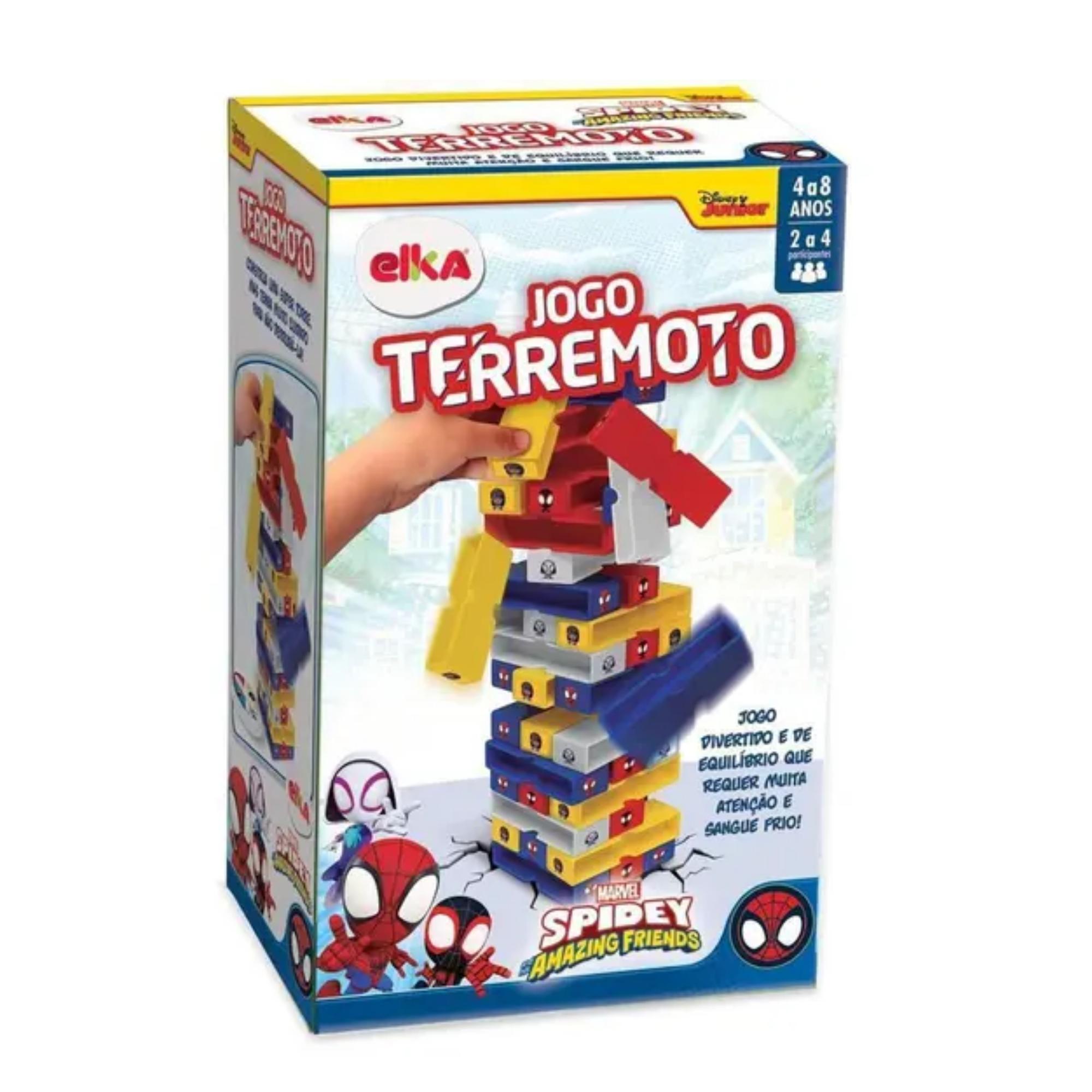 Brinquedo Infantil Jogo Terremoto Torre do Equilíbrio Marvel Spider-Man 48 Blocos Elka - 1217