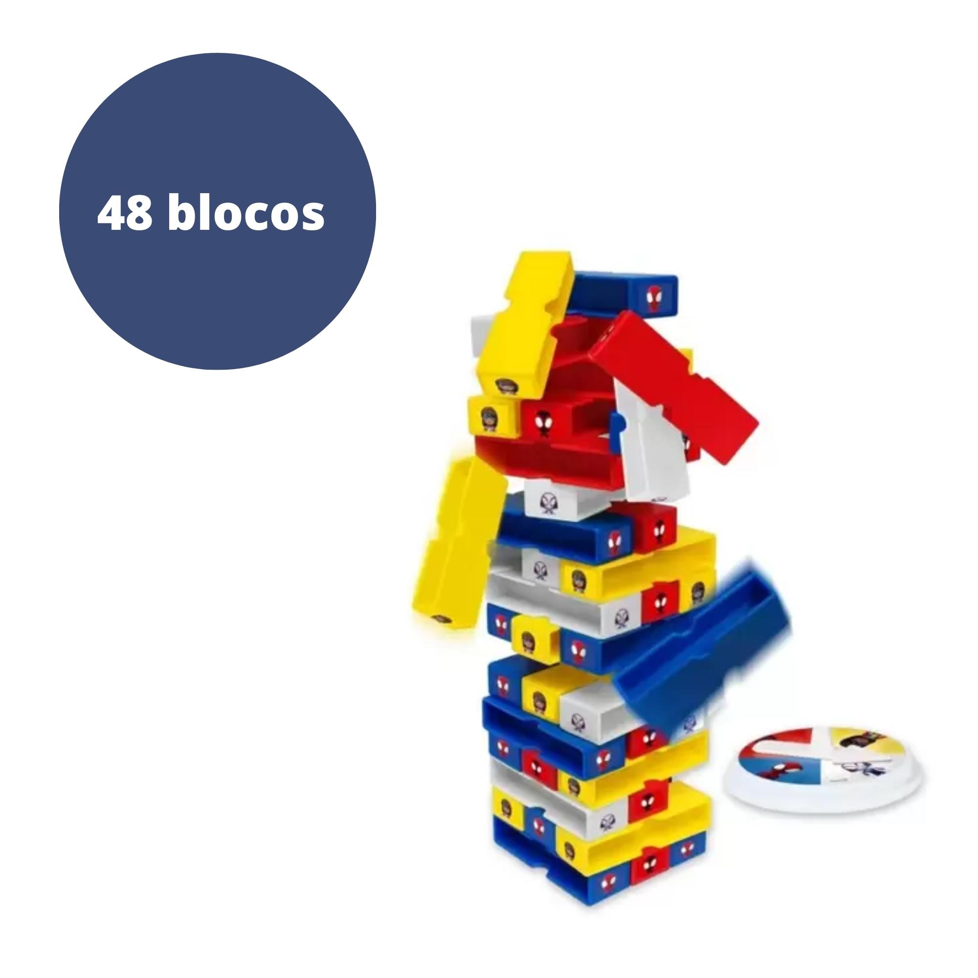 Brinquedo Infantil Jogo Terremoto Torre do Equilíbrio Marvel Spider-Man 48 Blocos Elka - 1217