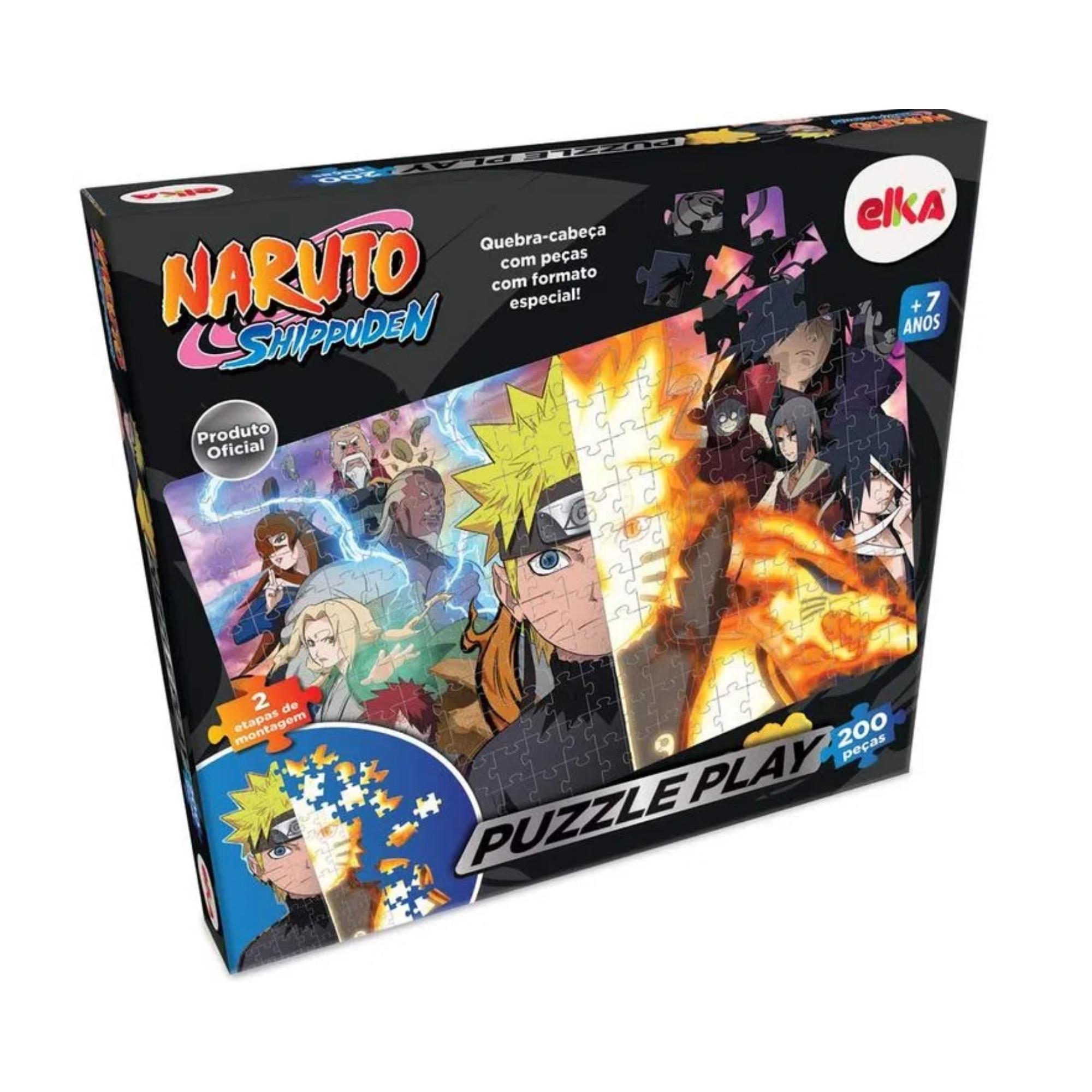 Brinquedo Quebra Cabeça Puzzle Play Naruto Shippuden 200 Peças Formato Especial +7 Anos Elka-1153