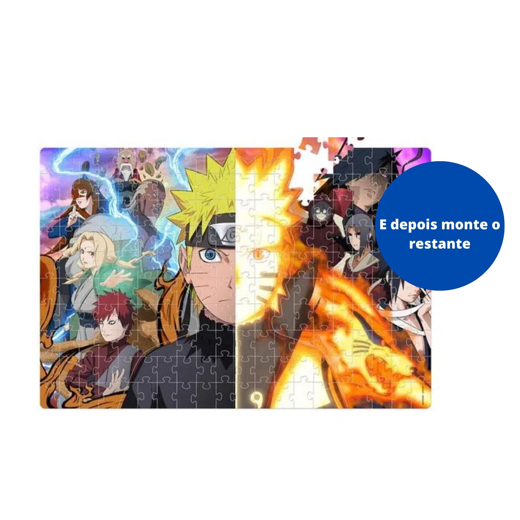 Brinquedo Quebra Cabeça Puzzle Play Naruto Shippuden 200 Peças Formato Especial +7 Anos Elka-1153