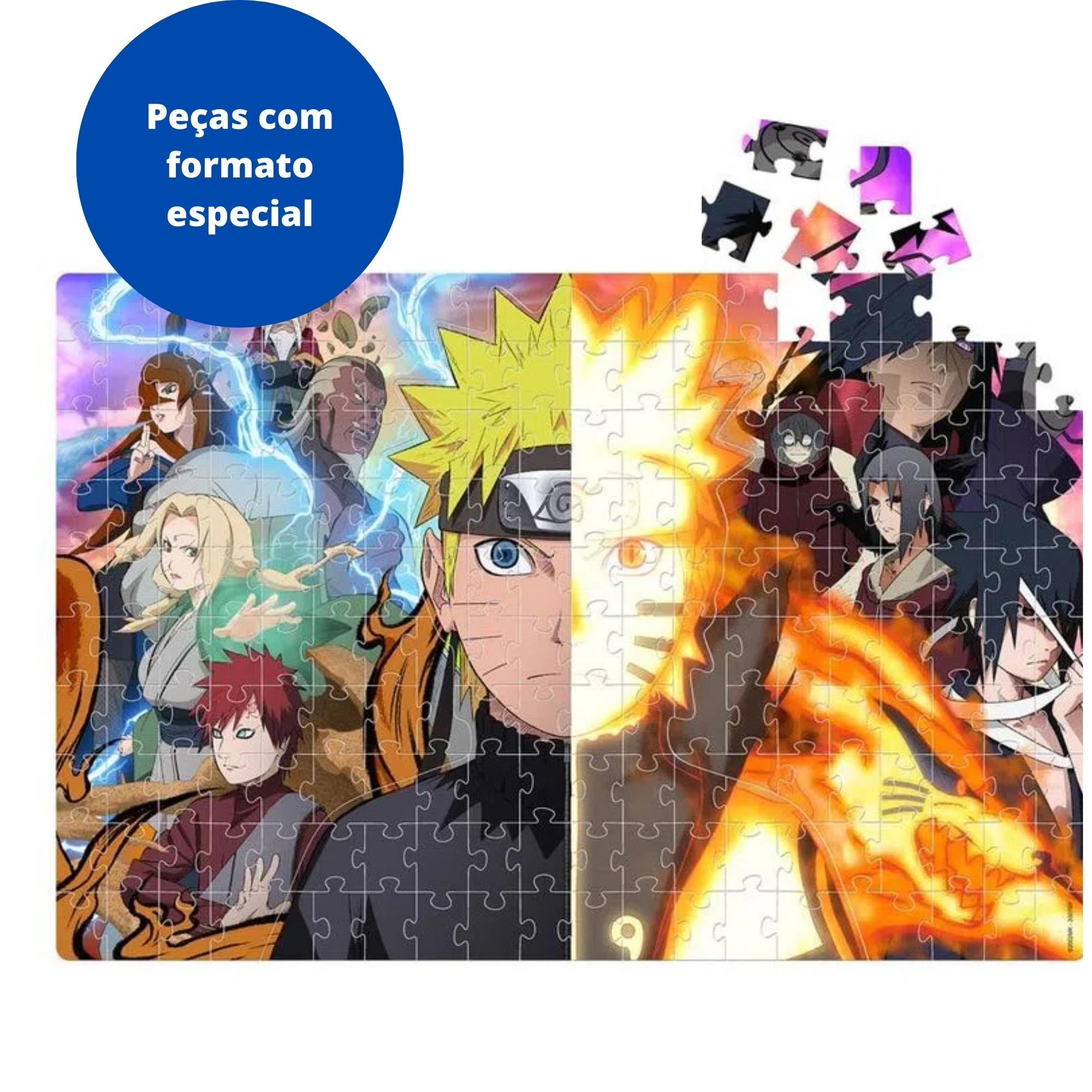 Brinquedo Quebra Cabeça Puzzle Play Naruto Shippuden 200 Peças Formato Especial +7 Anos Elka-1153
