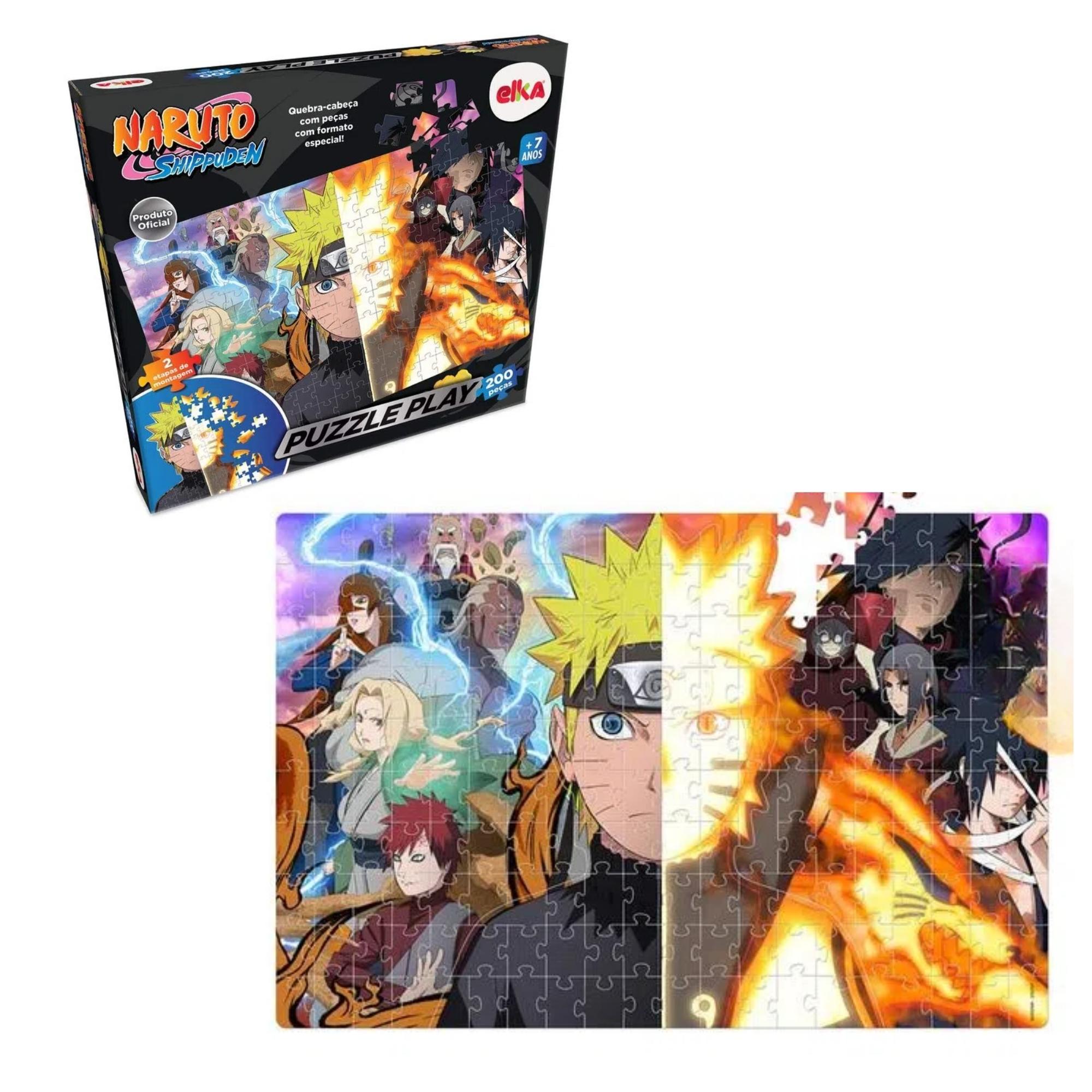 Brinquedo Quebra Cabeça Puzzle Play Naruto Shippuden 200 Peças Formato Especial +7 Anos Elka-1153
