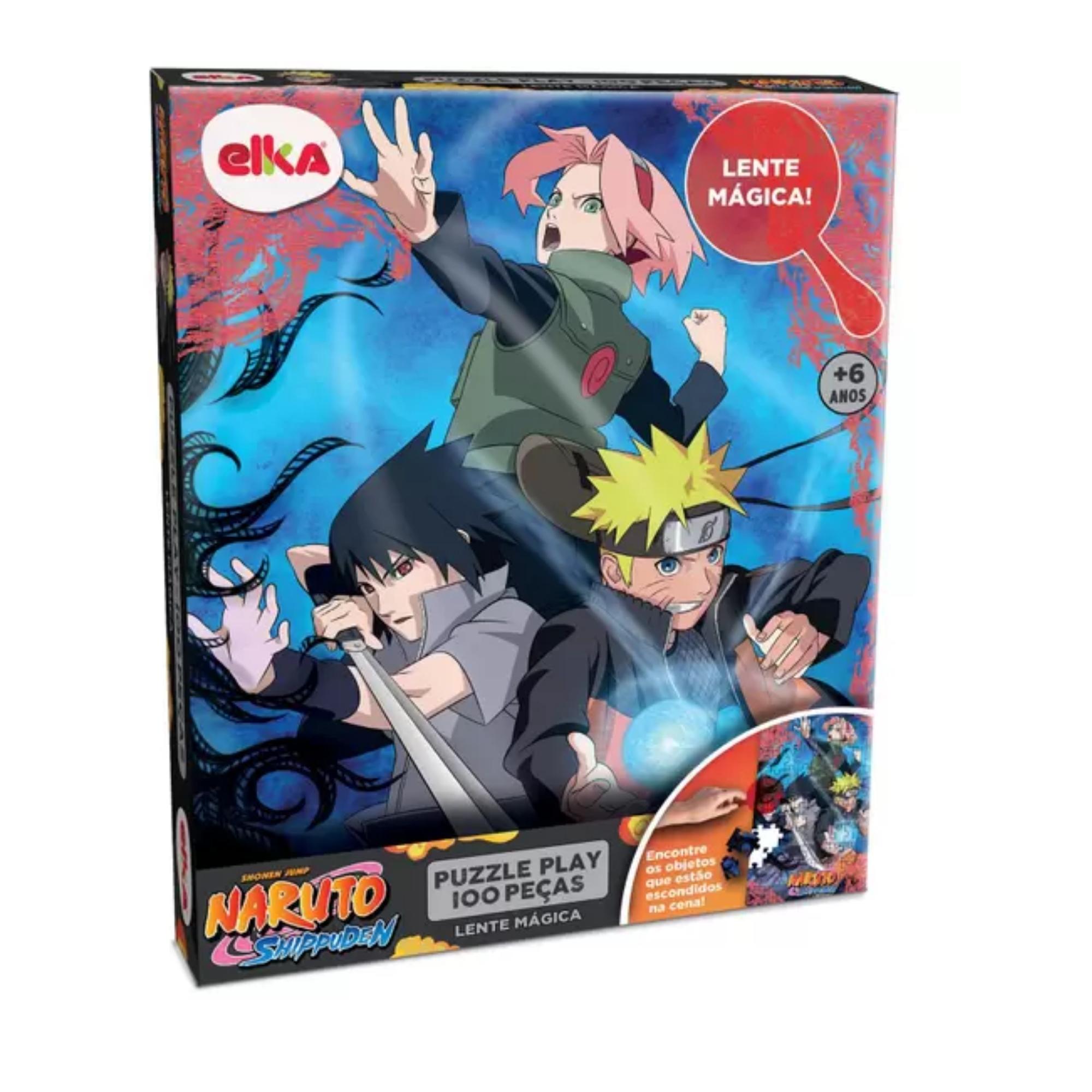 Brinquedo Quebra Cabeças Infantil Puzzle Play 100 Peças Naruto Shippuden Lente Magica Elka-1192